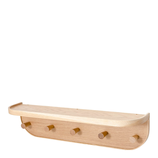 Wirew - Nook Vägghylla med 5 krokar 71 cm Ek