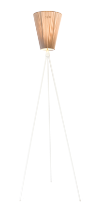 Oslo Wood golvlampa – Beige skärm/Vit fot