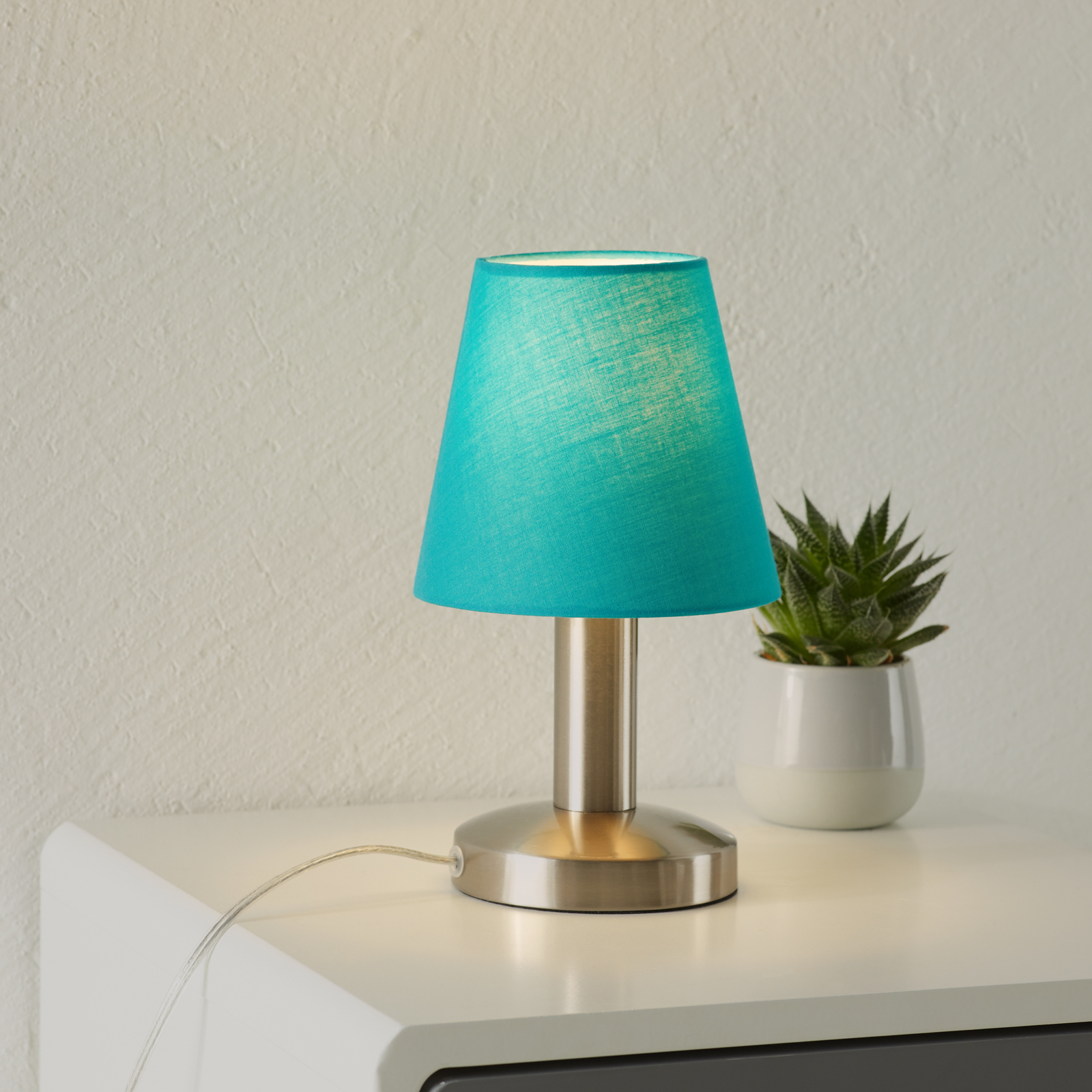 Turkos bordslampa Merete med beröringsfunktion
