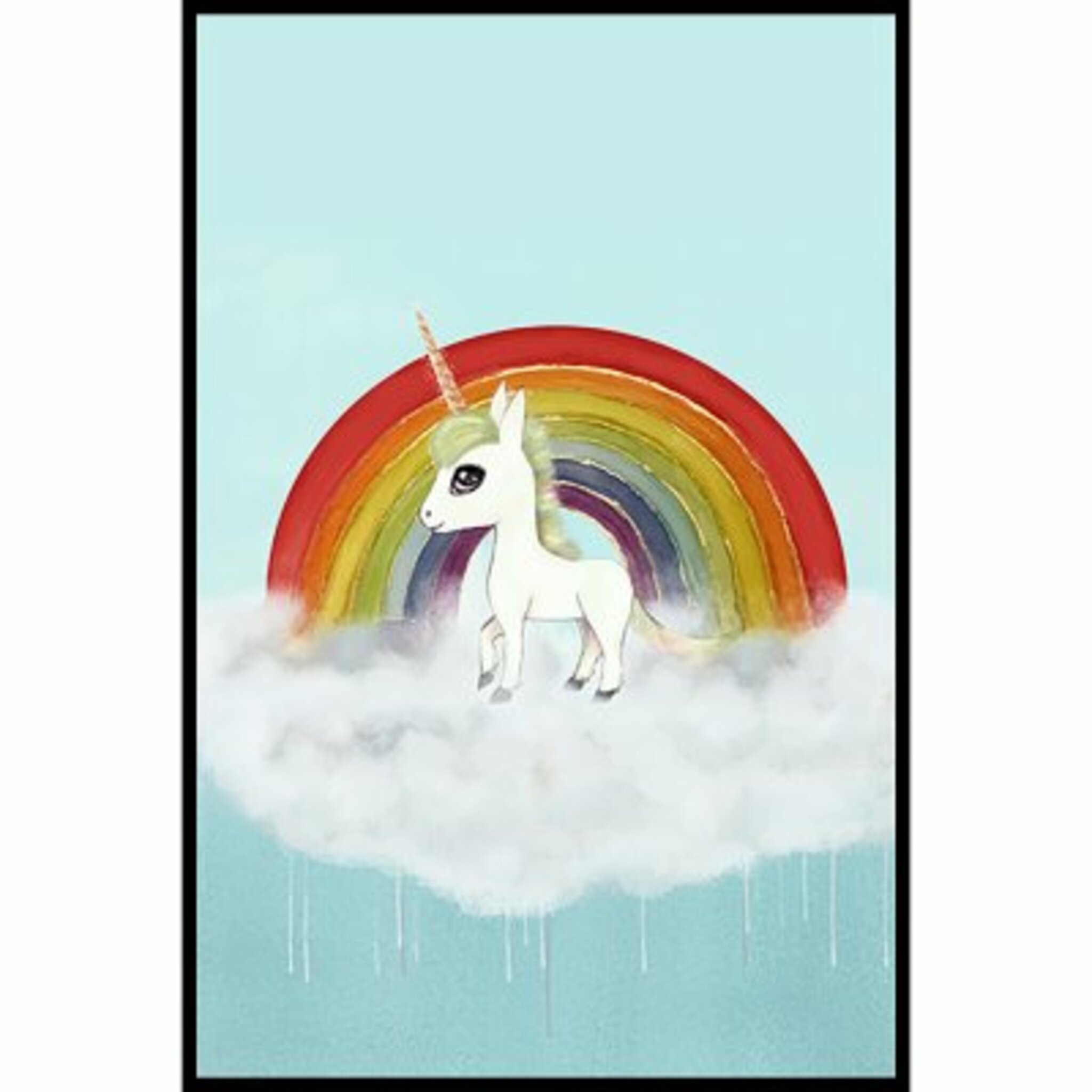 Rainbow Unicorn Turquoise Poster