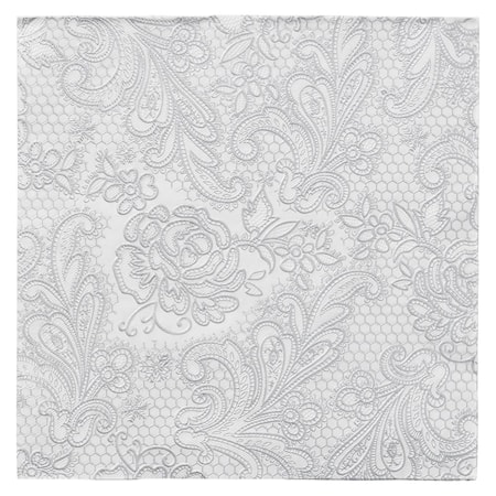 Papperservett Uni Lace Vit/Silver