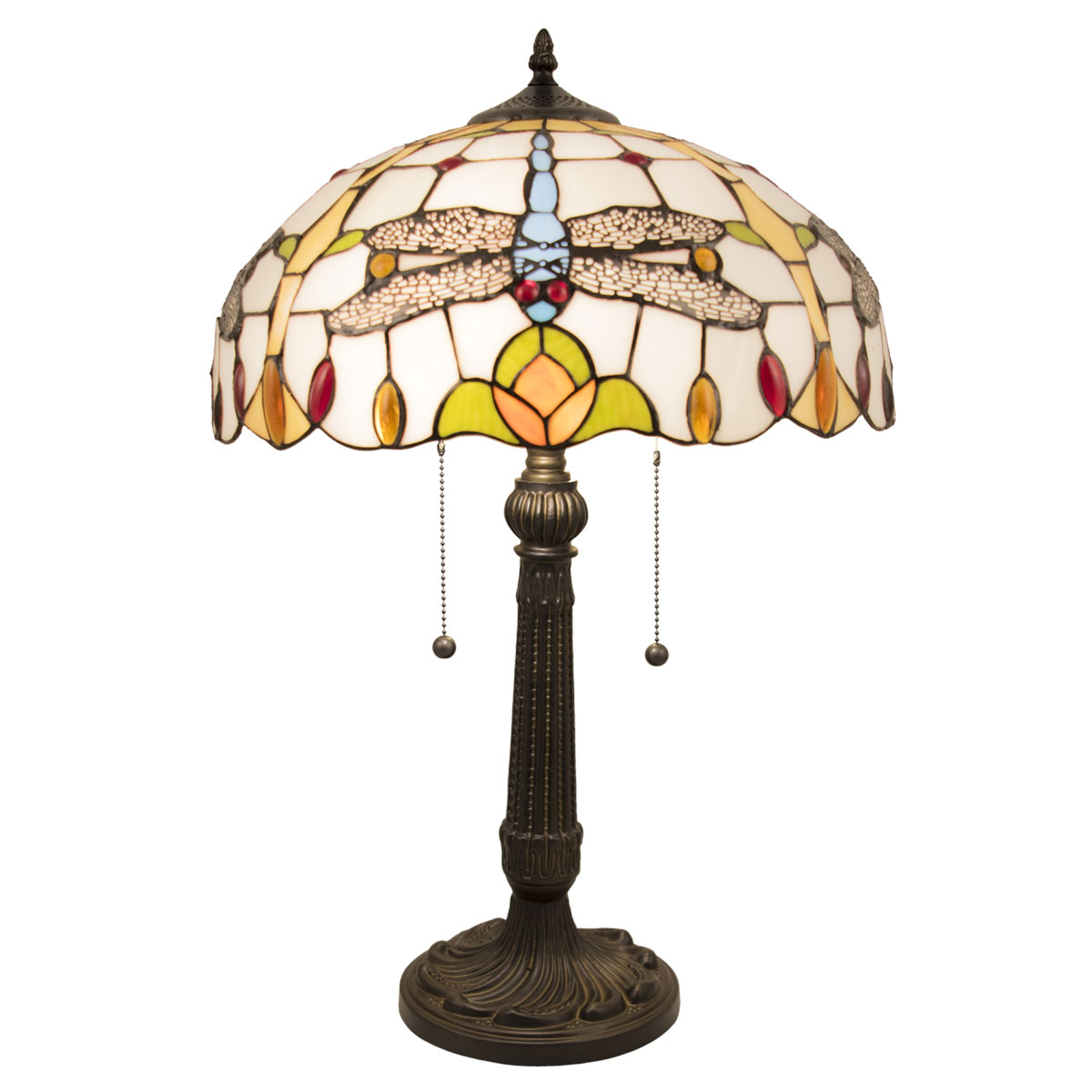Bordslampa 5945 i Tiffany-look med trollsländor