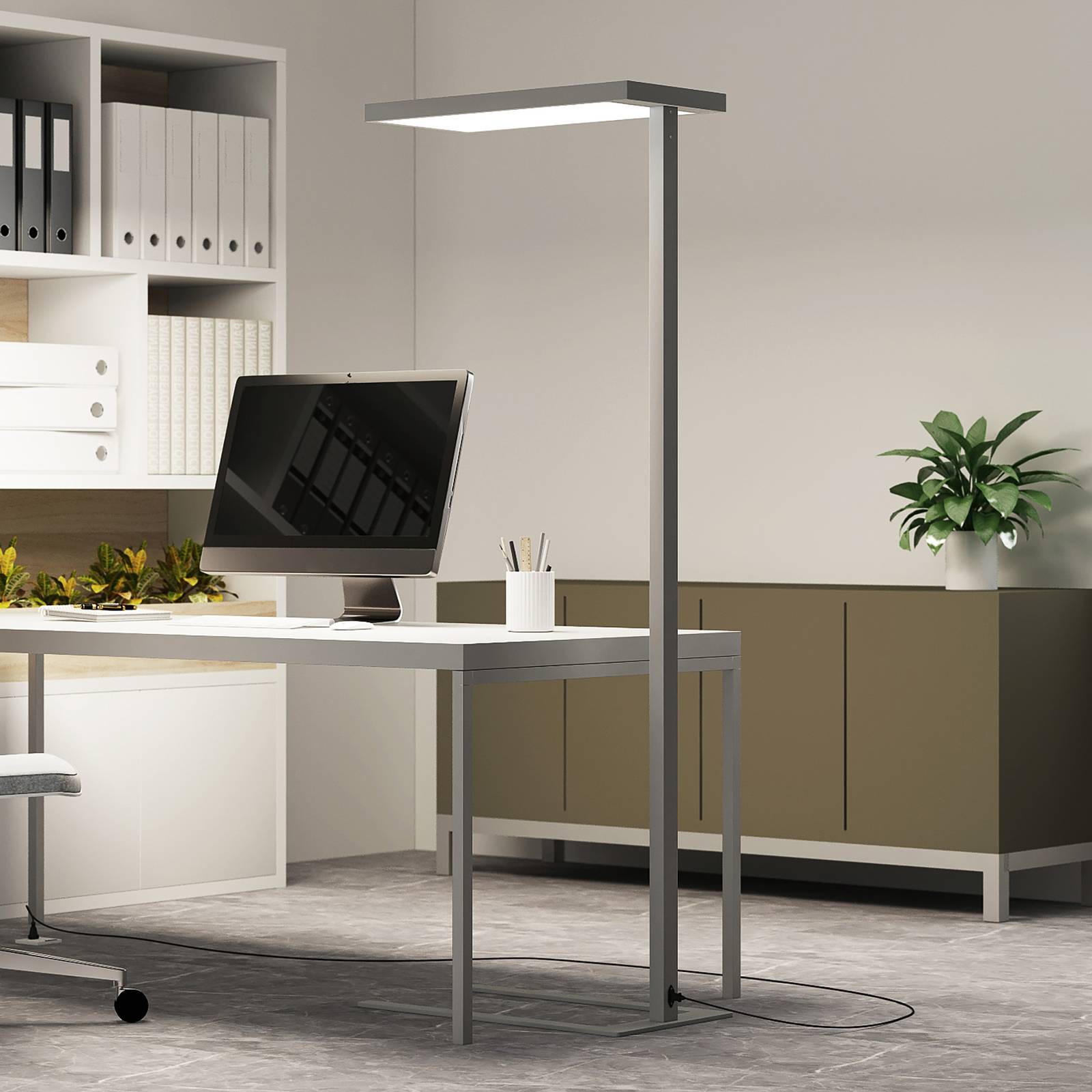 LED-golvlampa till kontor Somidia, dimmer, silver