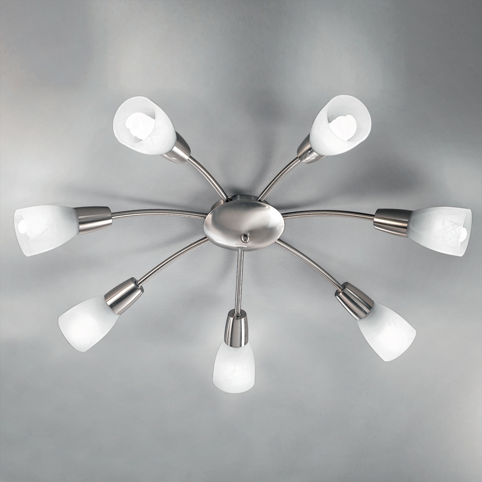 Satinerad taklampa LORENA med 7 lampor