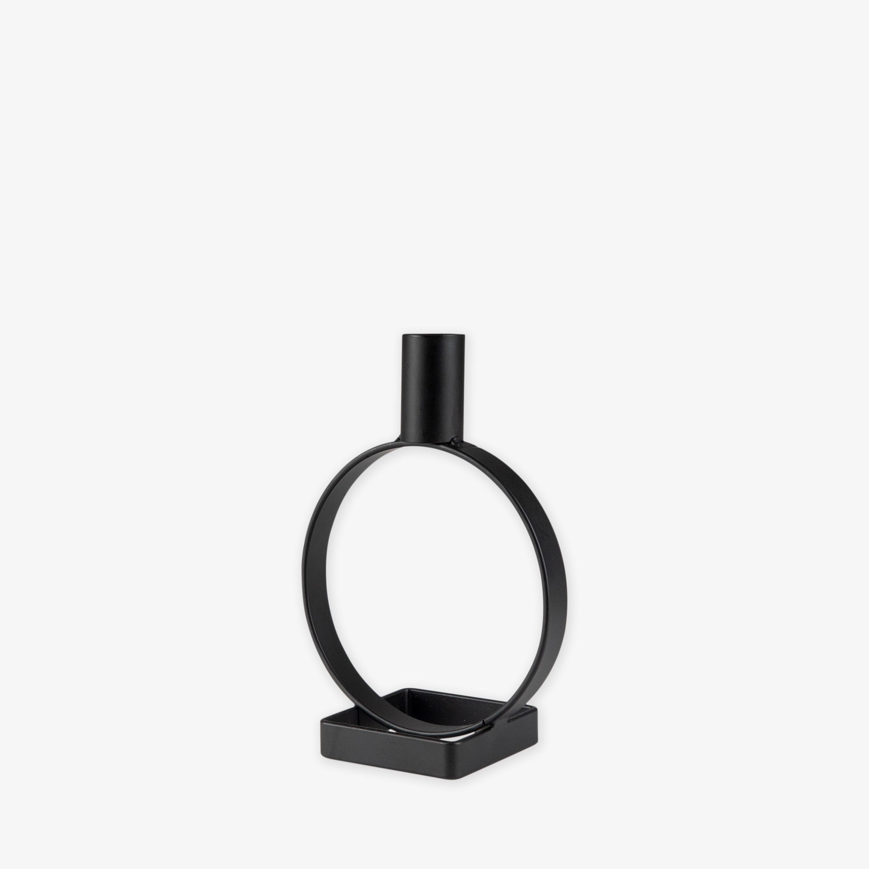 Ljusstake Cirkel Metall Svart Liten