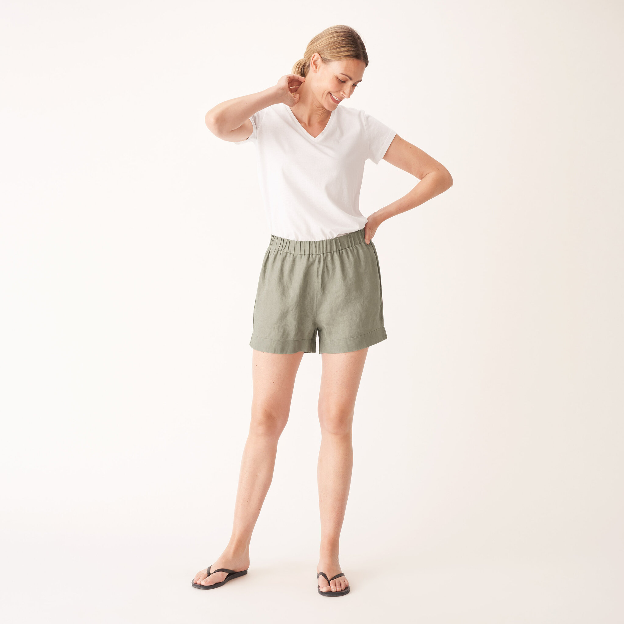 Pyjamasshorts i linne