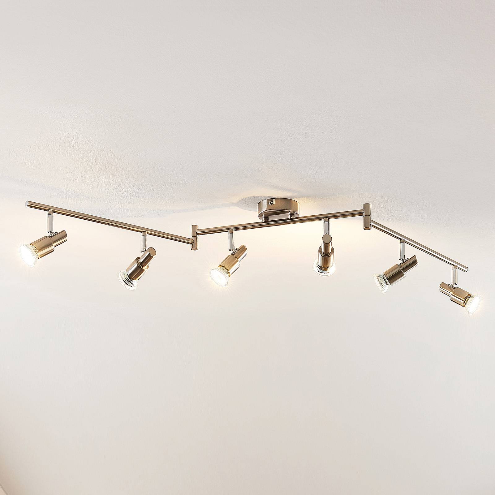 ELC Farida LED-taklampa, nickel, 6 lampor