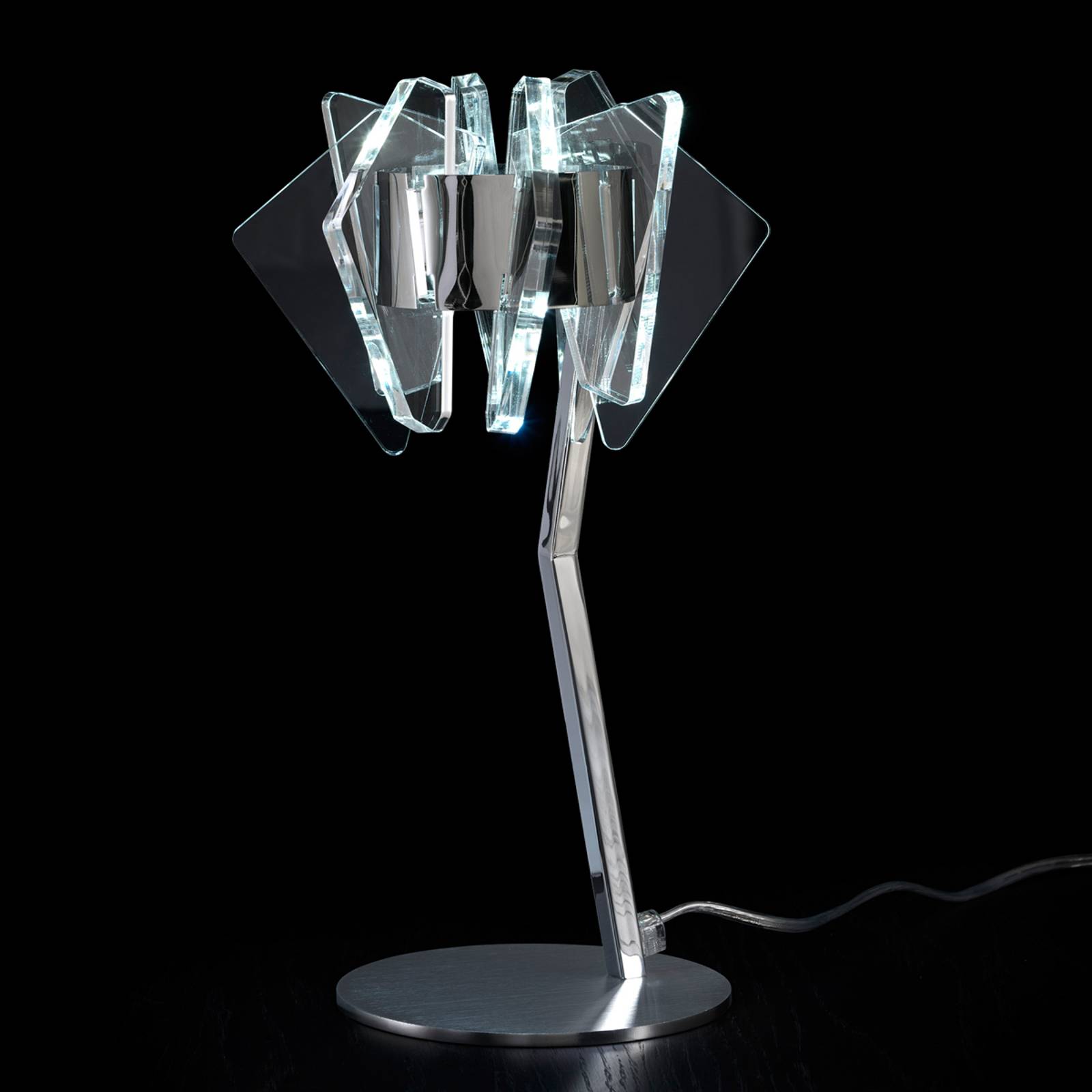 EOS - modern LED-bordslampa med glasdekor