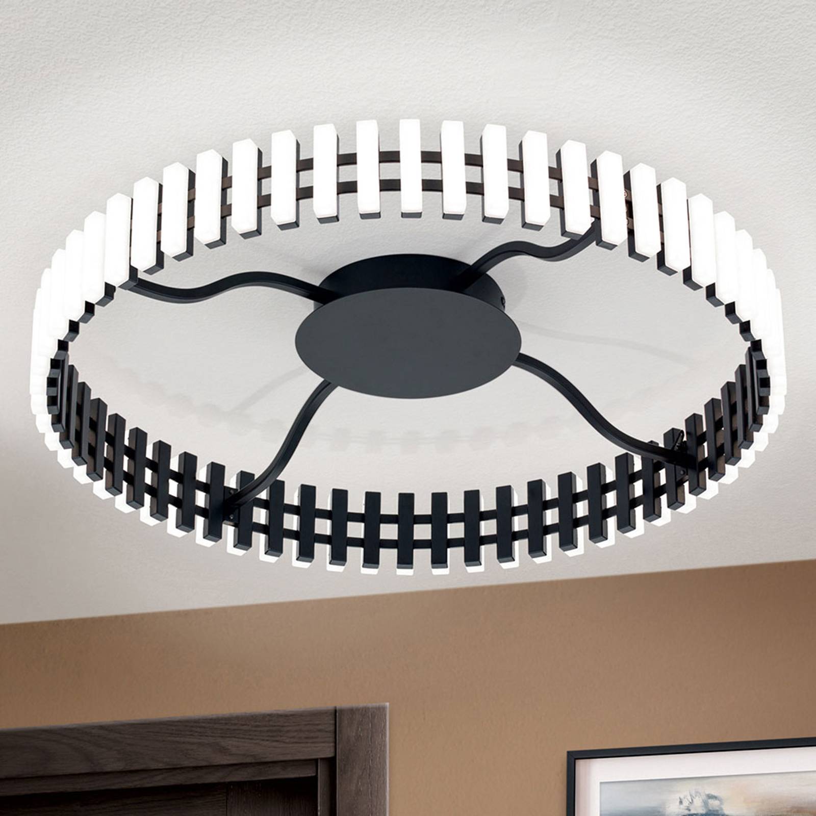 LED-taklampa Mansion, svart-vit Ø 63 cm