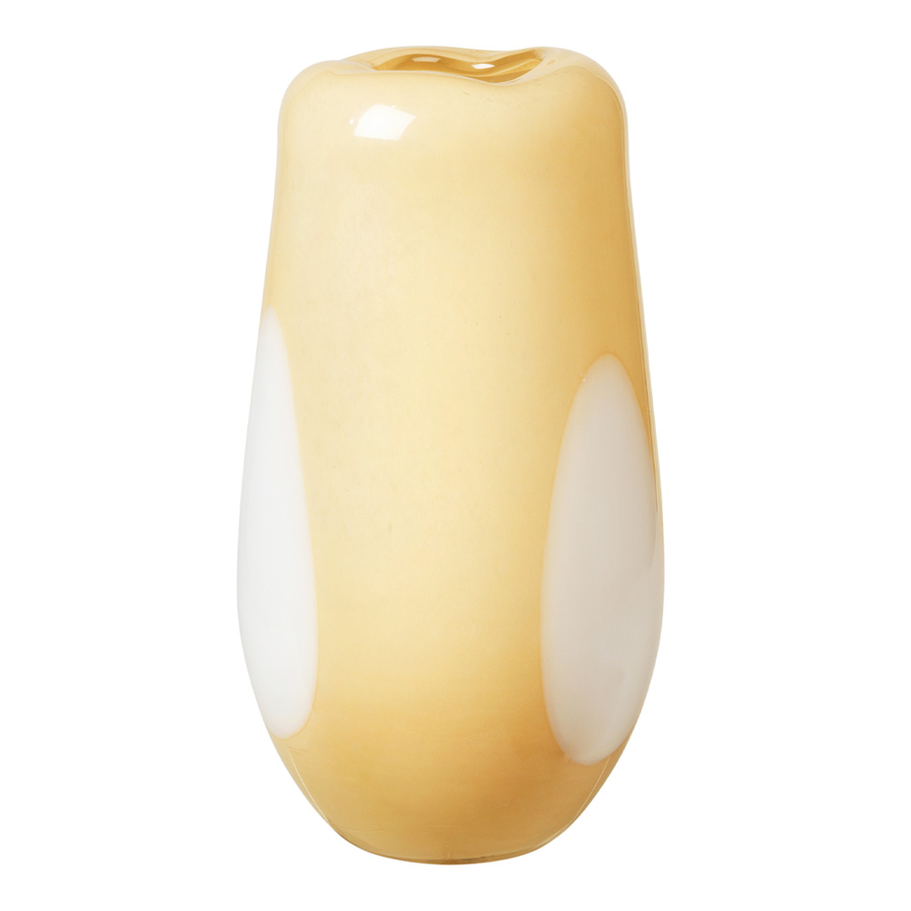 Broste Copenhagen - Ada Dot Vas 37 cm Gul/Vit