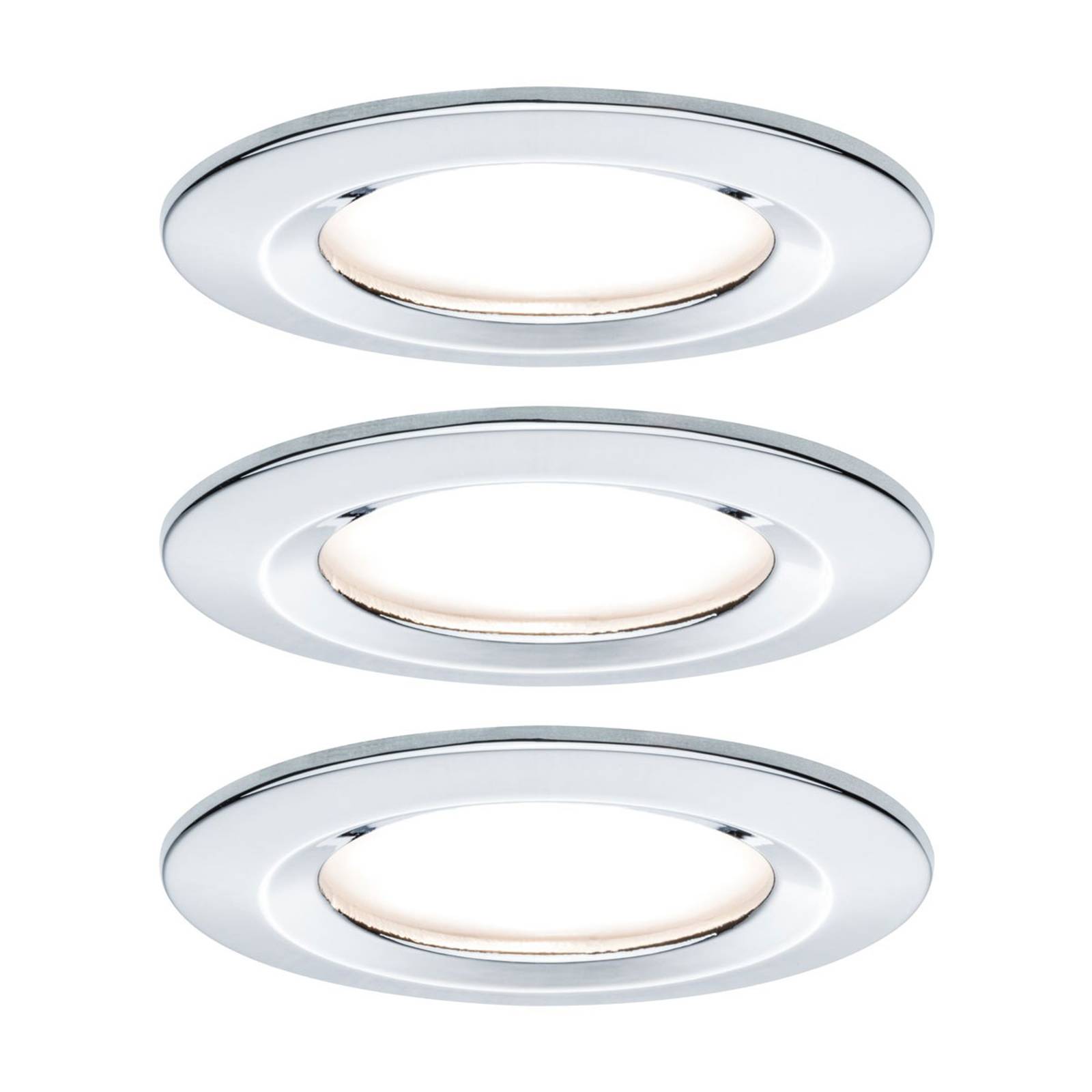 Paulmann 3-pack spot Nova rund, IP44, dimbar, krom