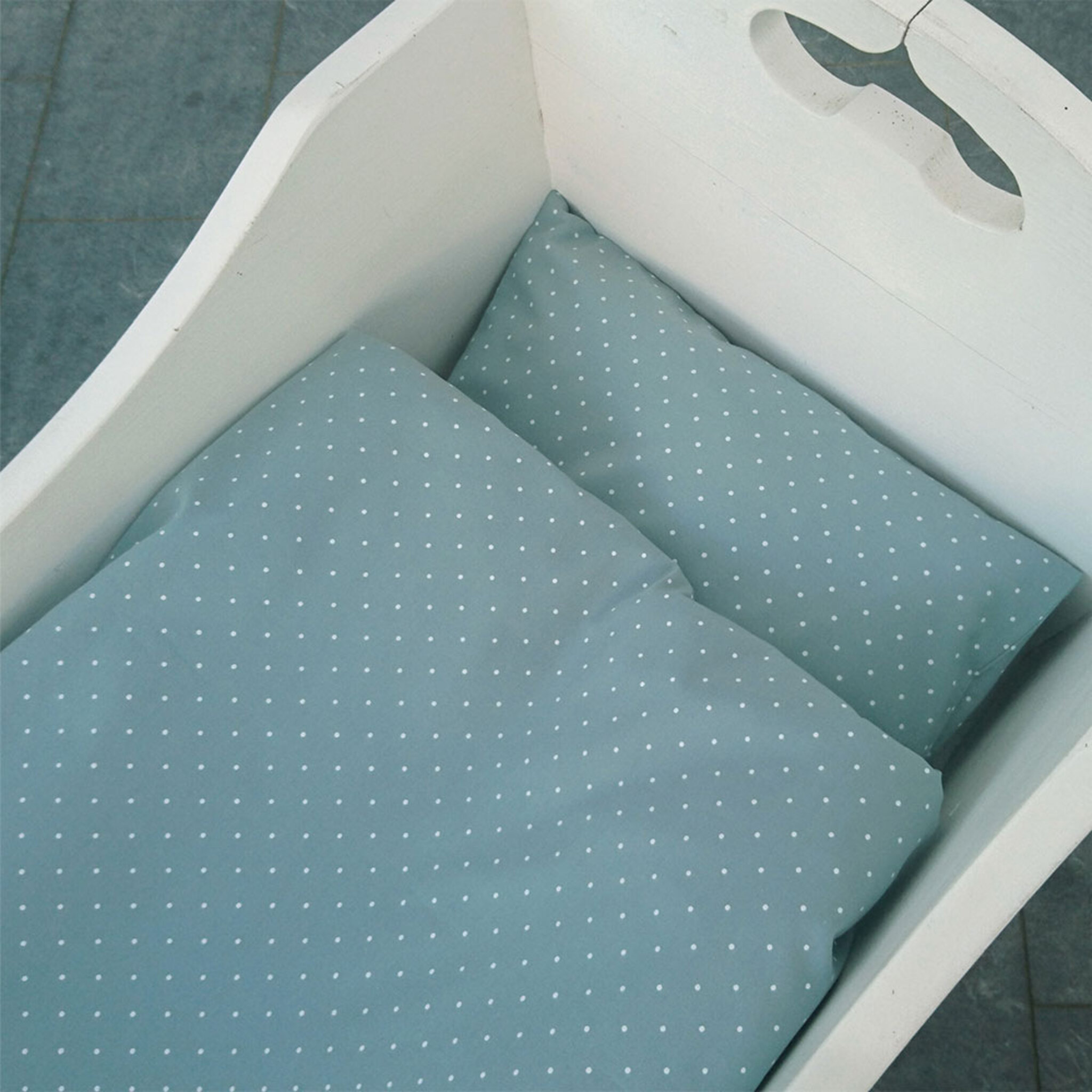 Bäddset vagga safir dotty GOTS, 80x70 cm, 28x35 cm