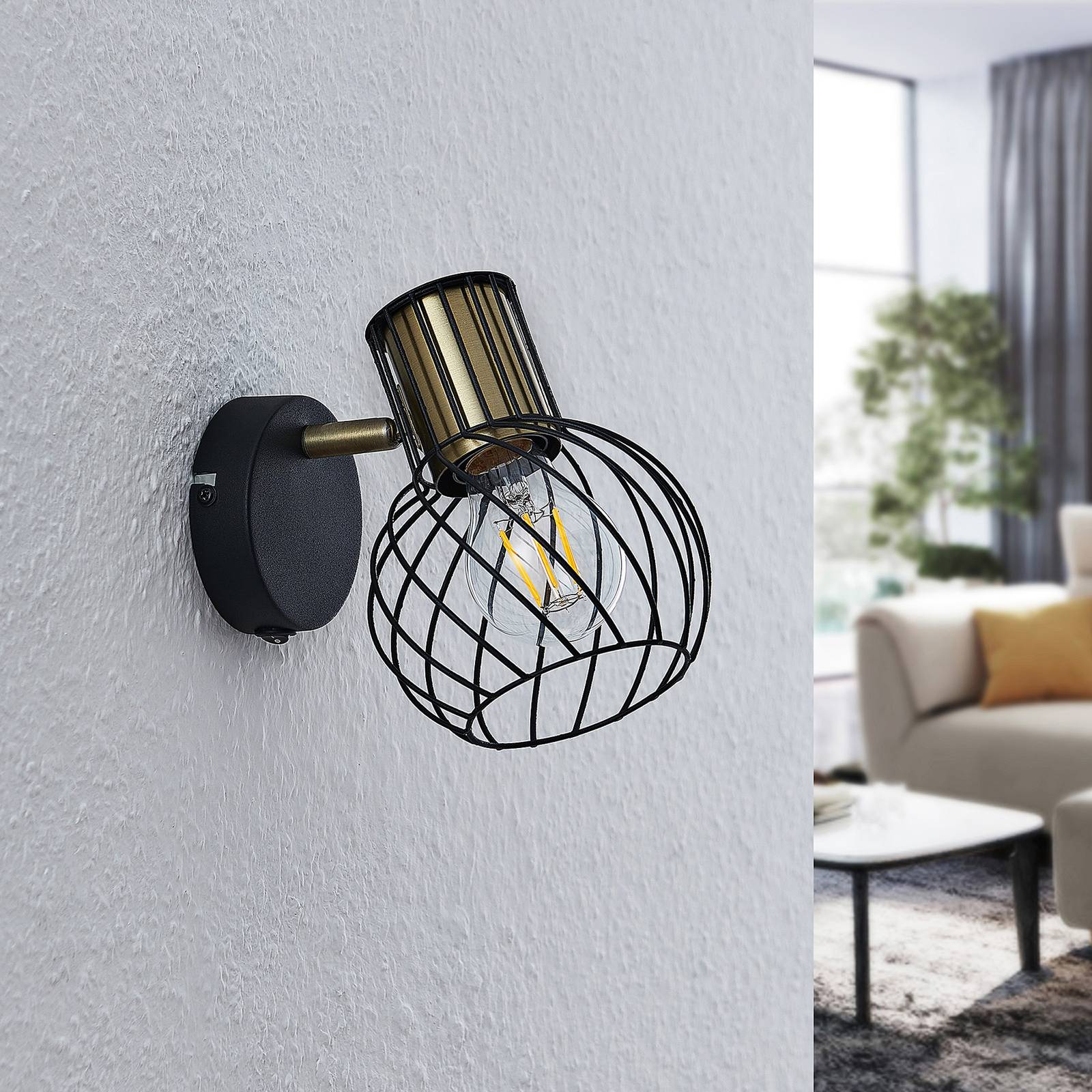 Lindby Cornel vägglampa med strömbrytare