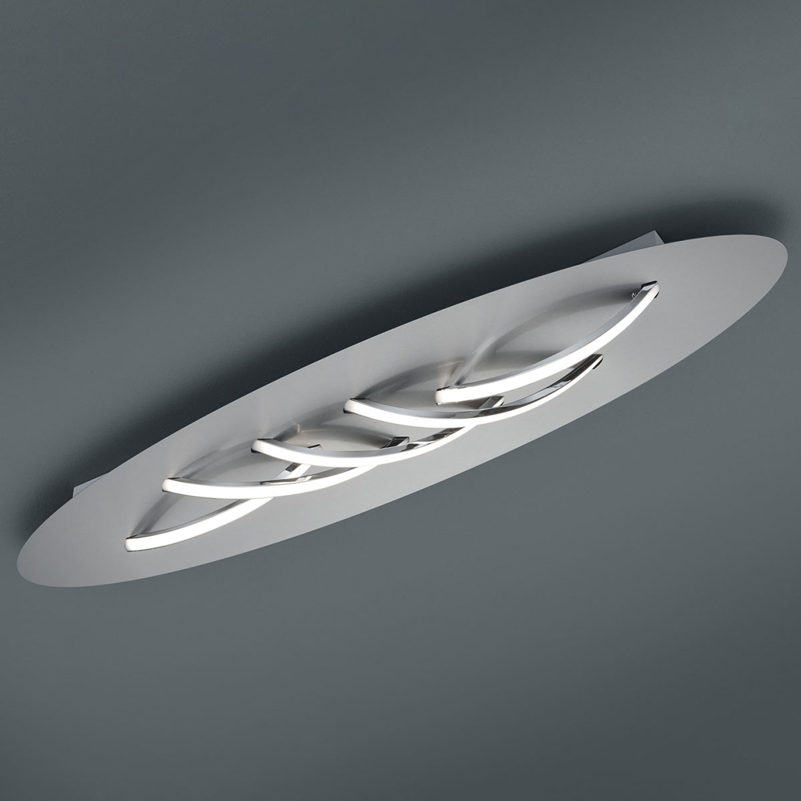 LED-taklampa Dolphin, nickel, 85 x 20 cm