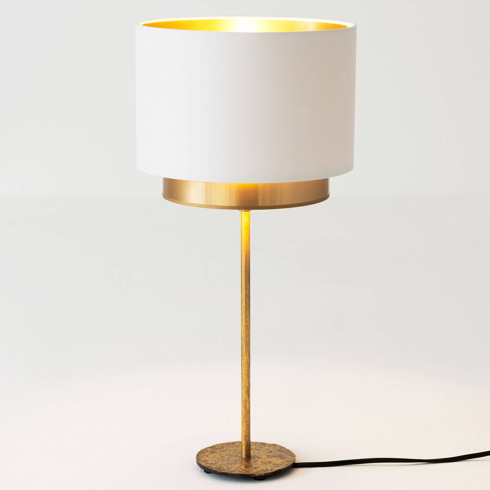 Bordslampa Mattia, perla siden vit/guld