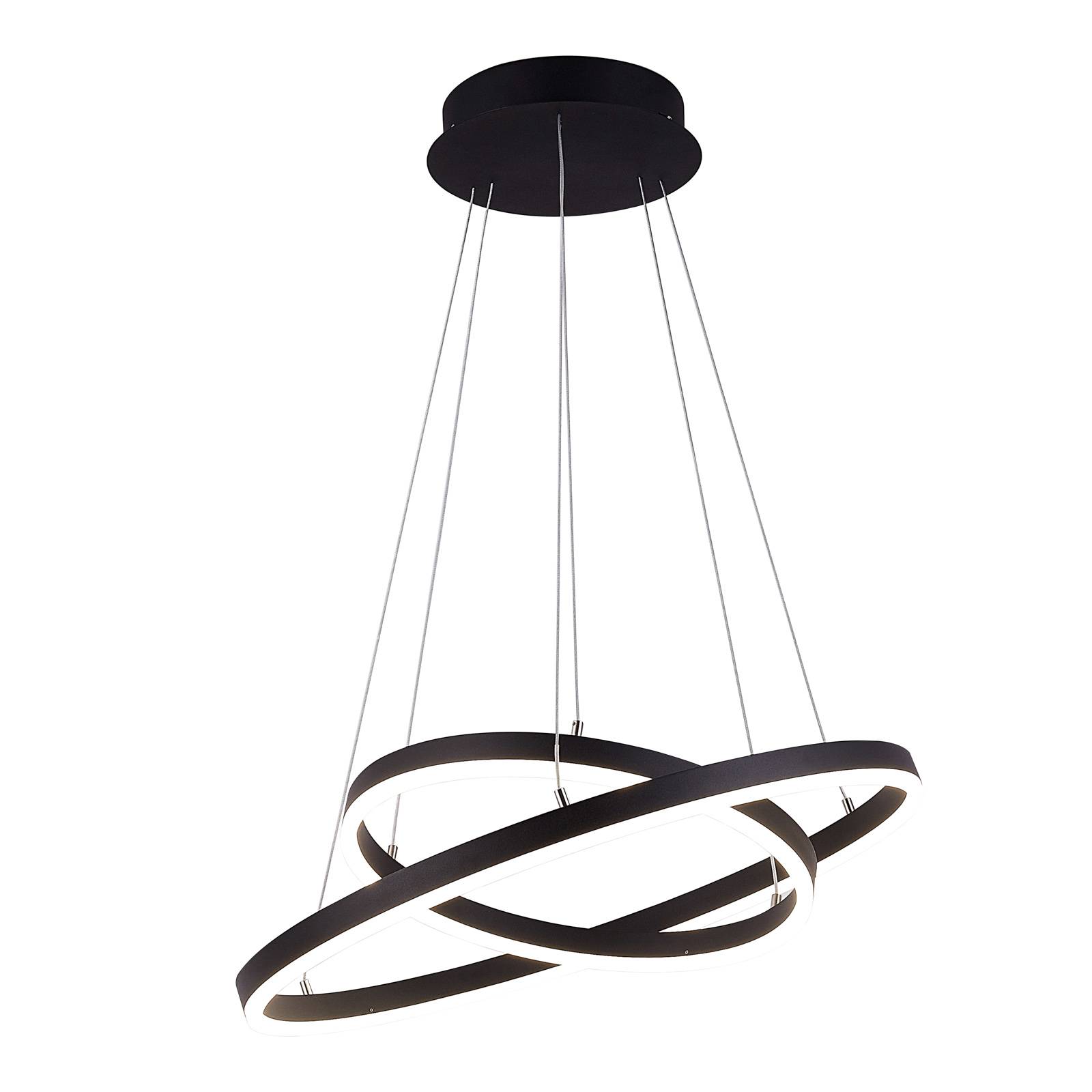 Arcchio Albiona LED-hänglampa, svart, 2 ringar