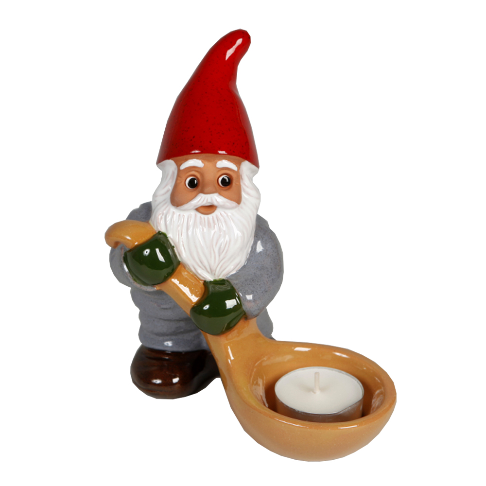 Rolf Berg Keramik - Tomte med Slev Värmeljus 15 cm