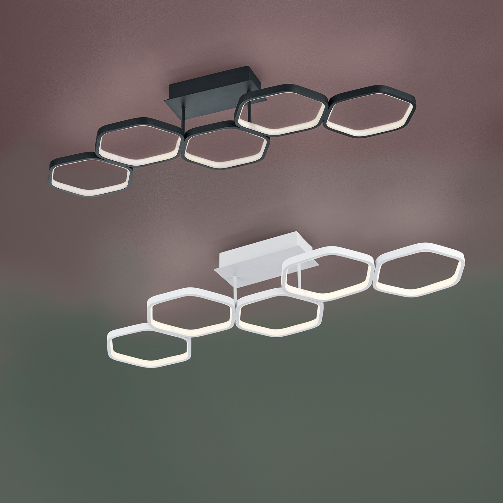 LED-taklampa Vigo, vit, dimbar, 5 ringar