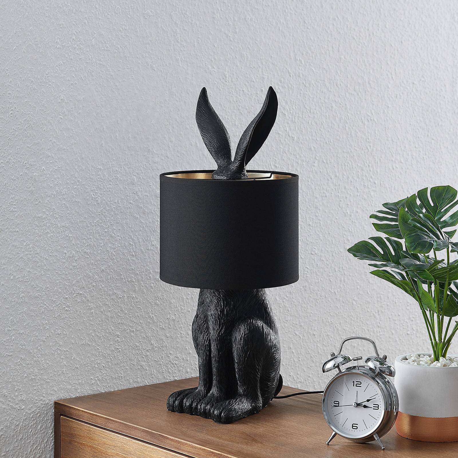 Lindby Lorentina tygbordslampa, kanin, svart