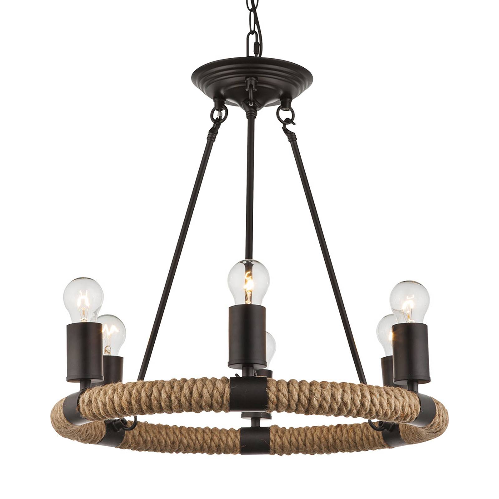 Rund LED-taklampa Ulleu med hamparep 6 lampor