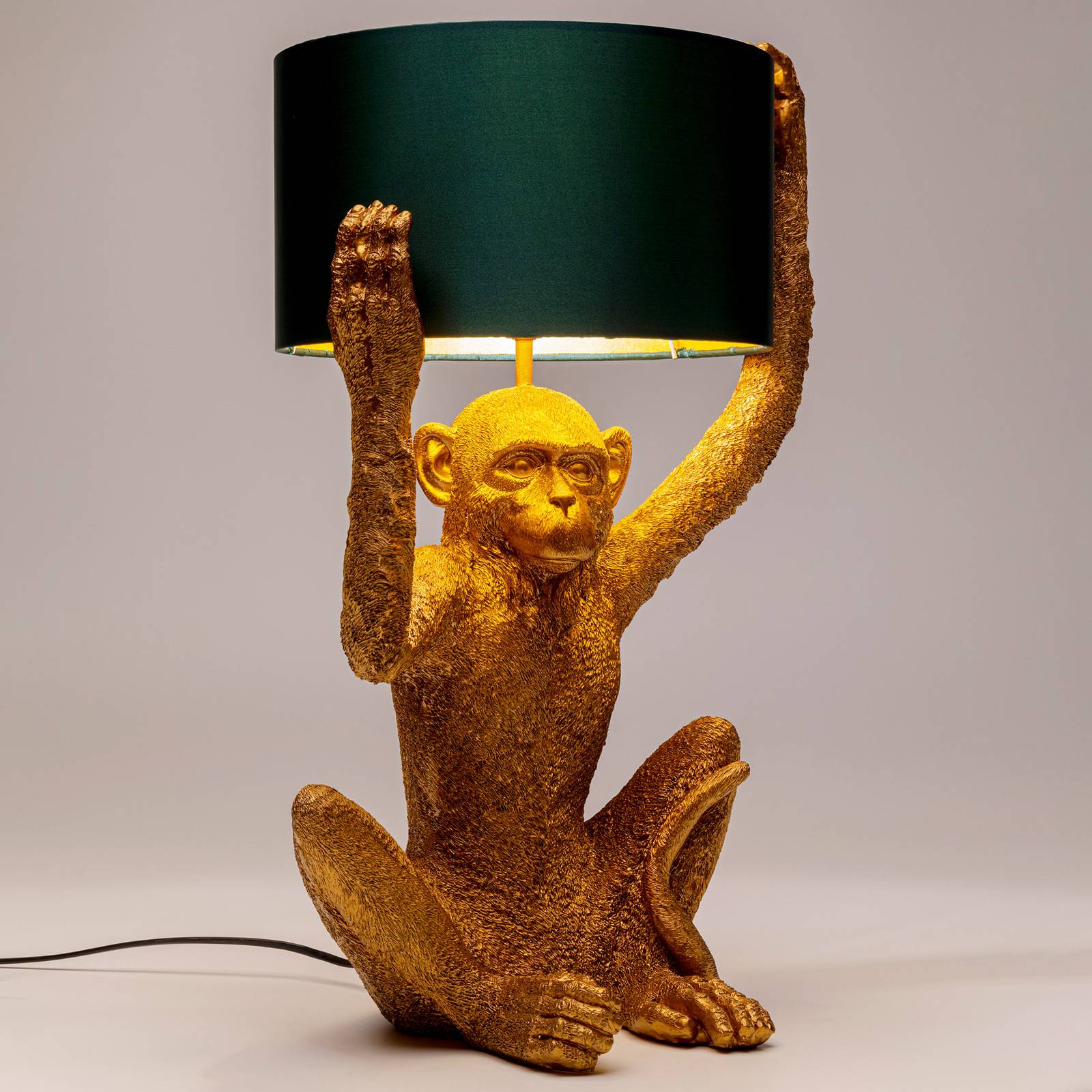 KARE Animal Holding Monkey bordslampa, skärm grön