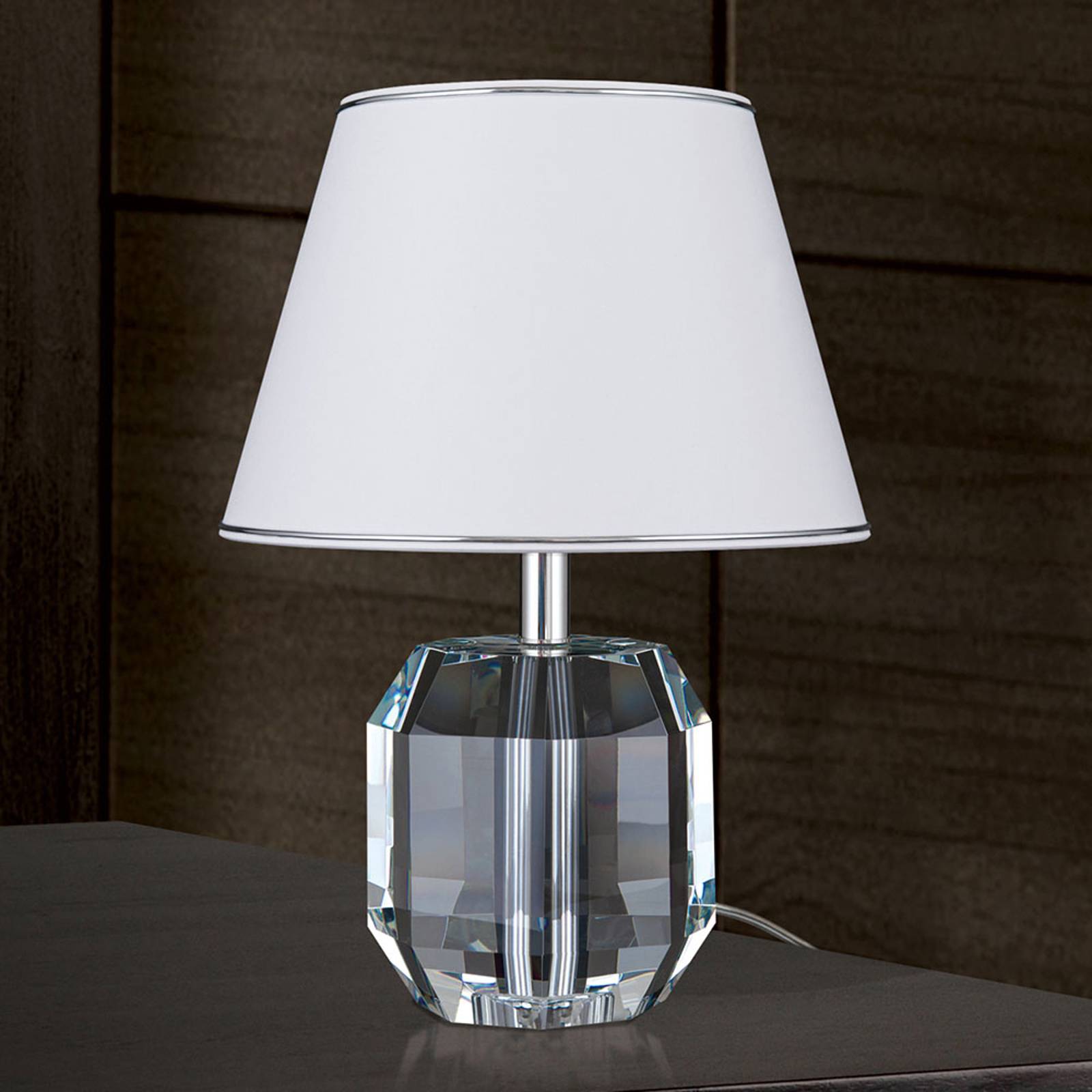 Bordslampa Alexis med kristall krom/vitt