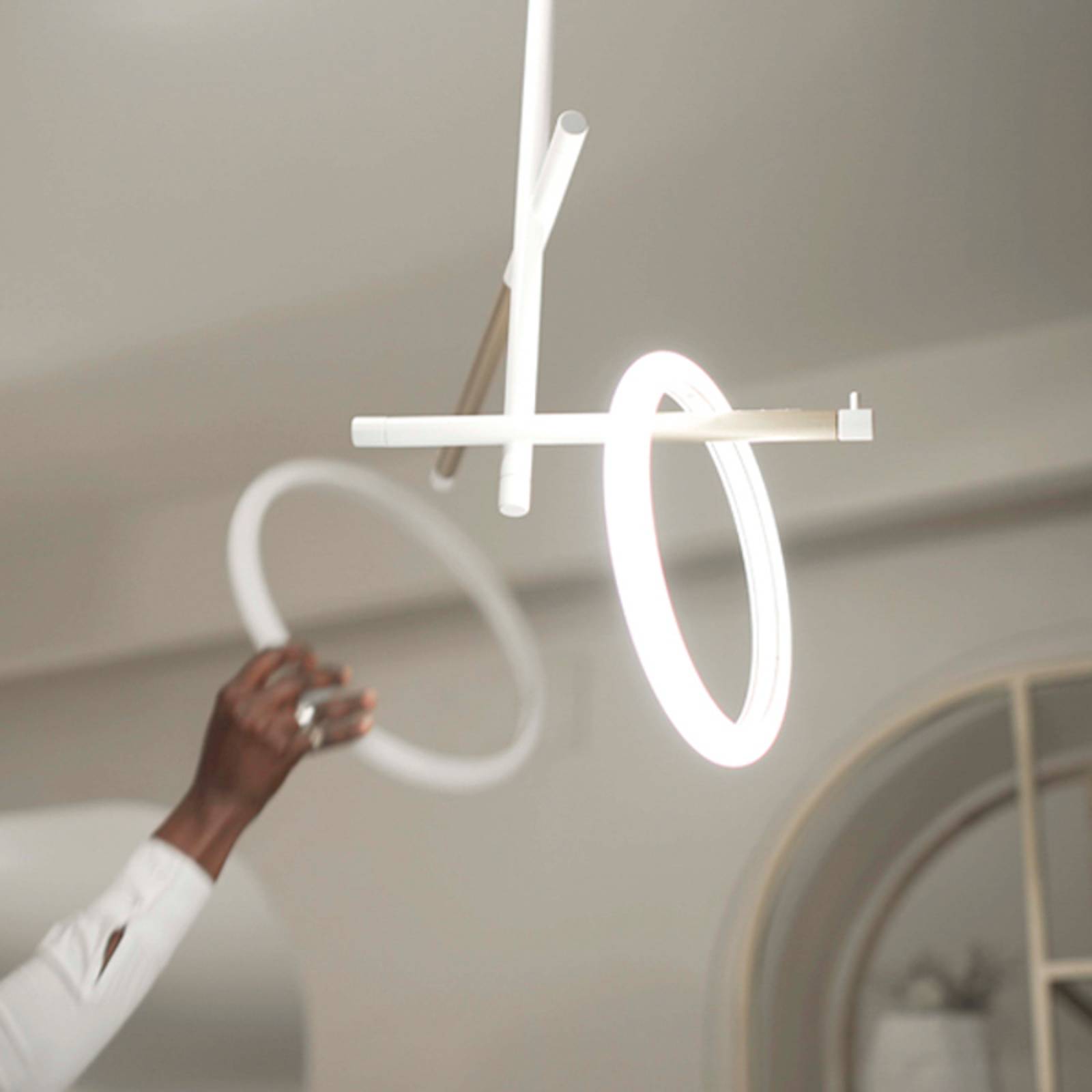 LED-taklampa Ulaop, två ringar, vit