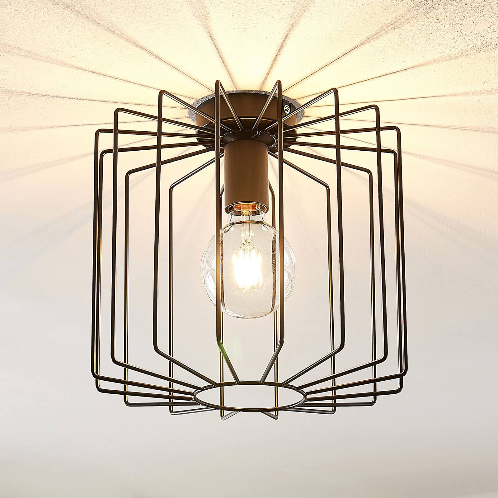Lindby Agosto taklampa, metallbur, svart