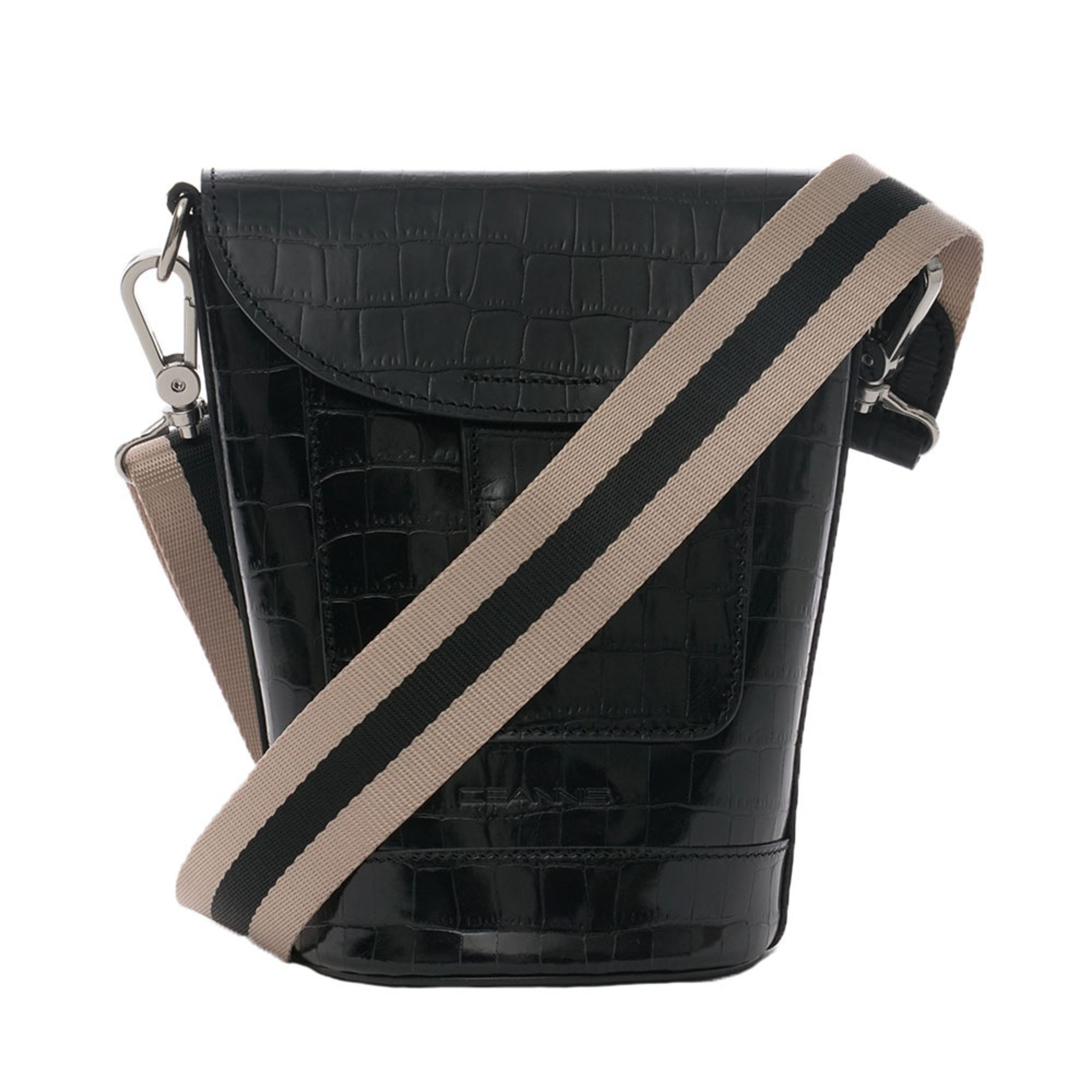 Croco Leather Black Bottle Bag
