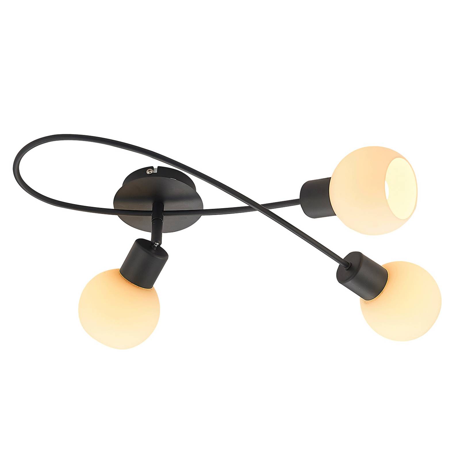 Lindby LED-taklampa Elaina 3 lampor lång svart vit