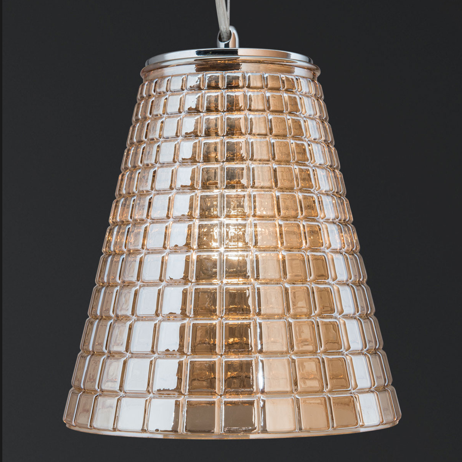 Diamantslipad glas-pendellampa Sarala, bärnsten