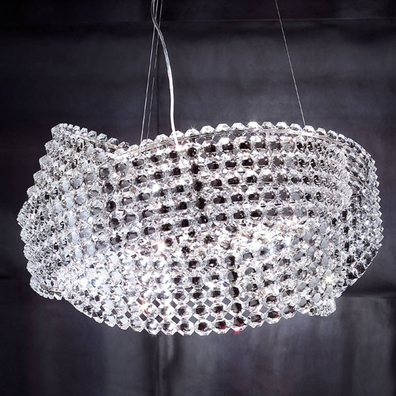 Kristallpendellampa Diamante Ø 65 cm