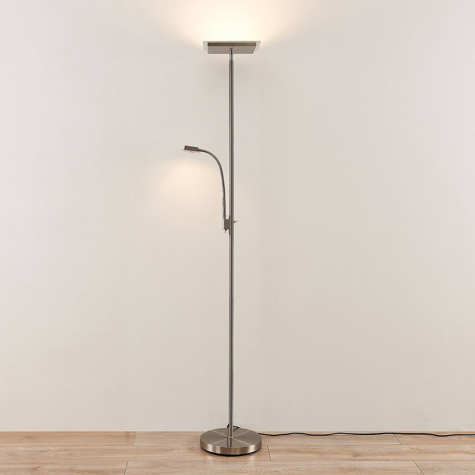 Lindby Kavi LED-golvlampa med läslampa, kantig