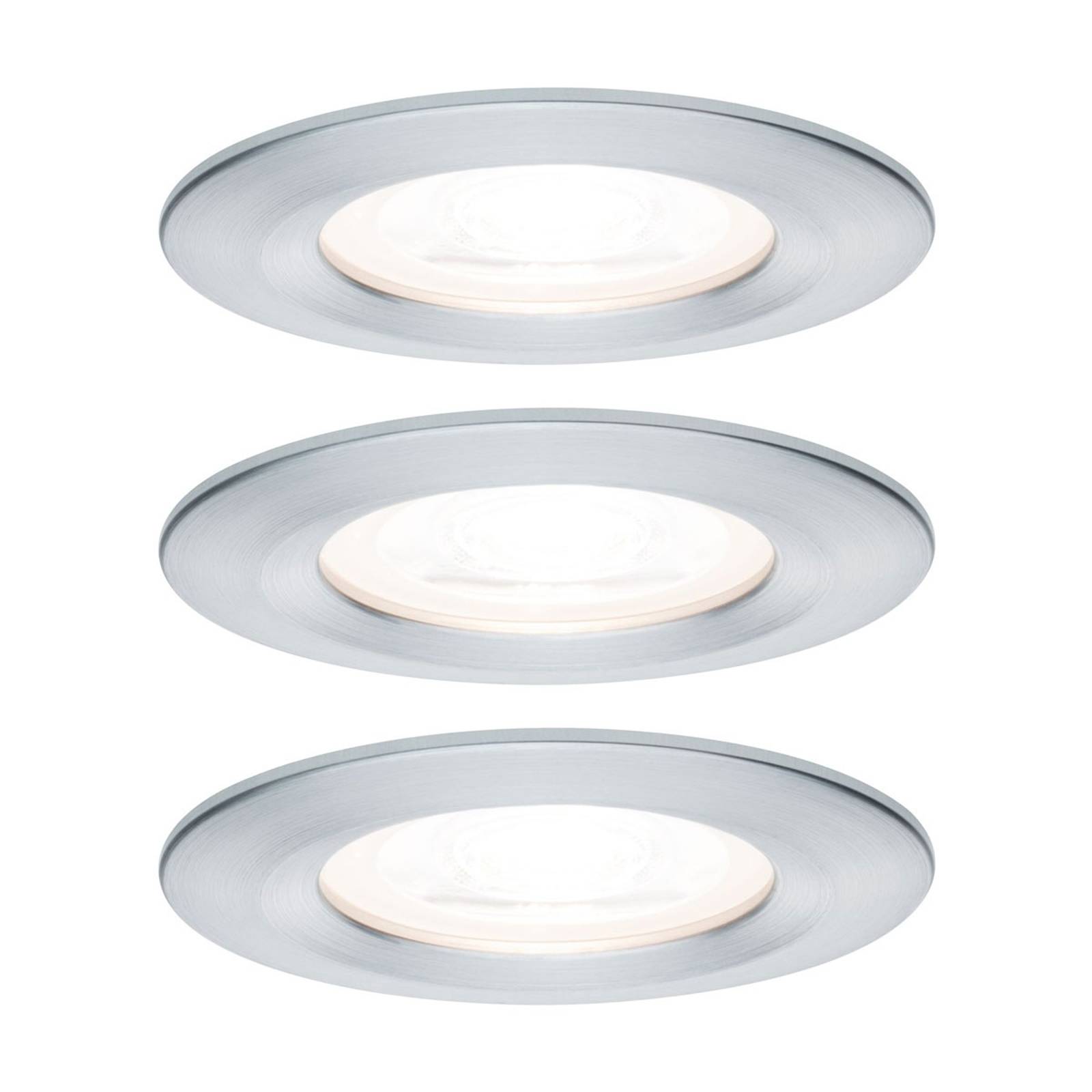 Paulmann 3-pack spot Nova rund, IP44, dimbar, alu