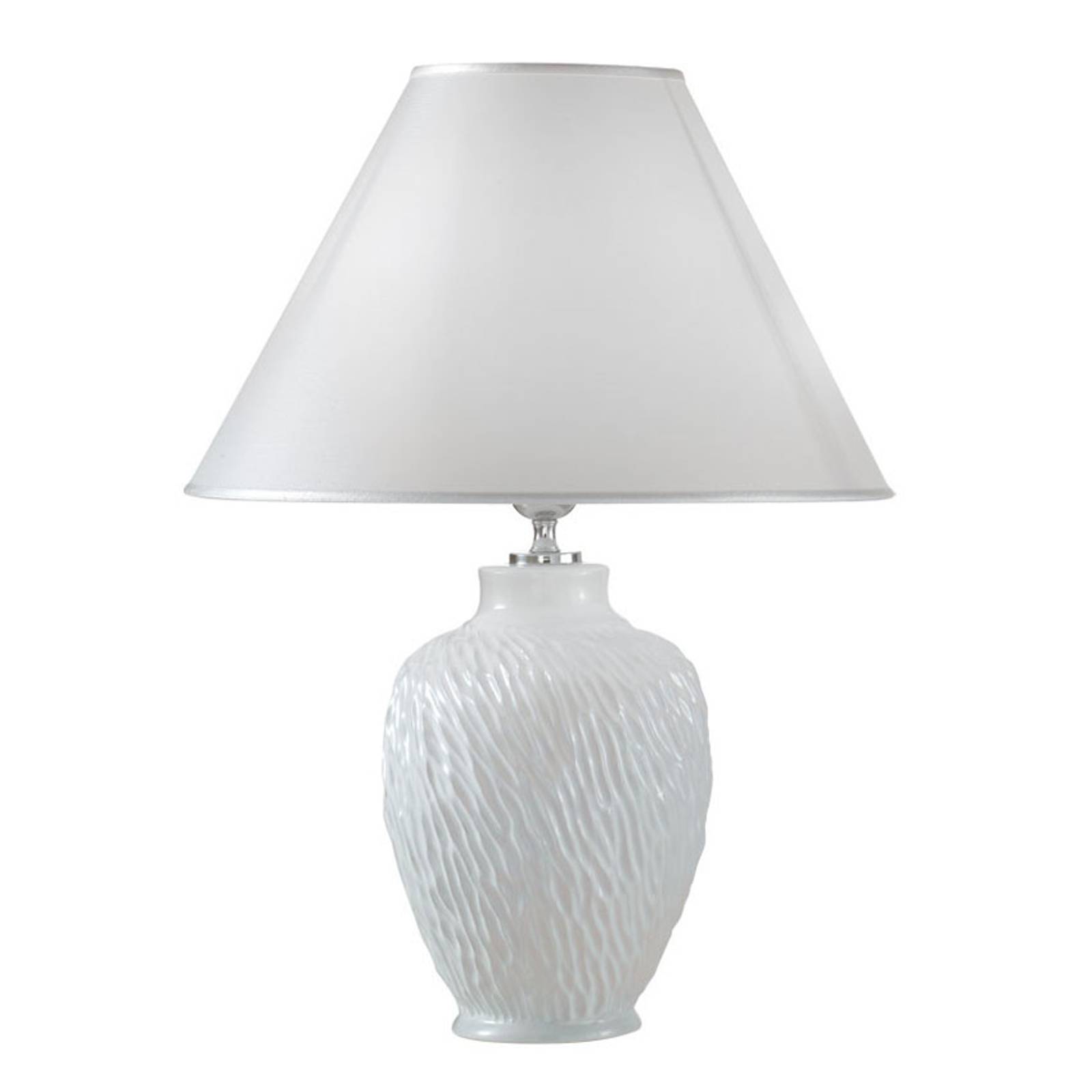 Bordslampa Chiara av keramik, vit, Ø 30 cm