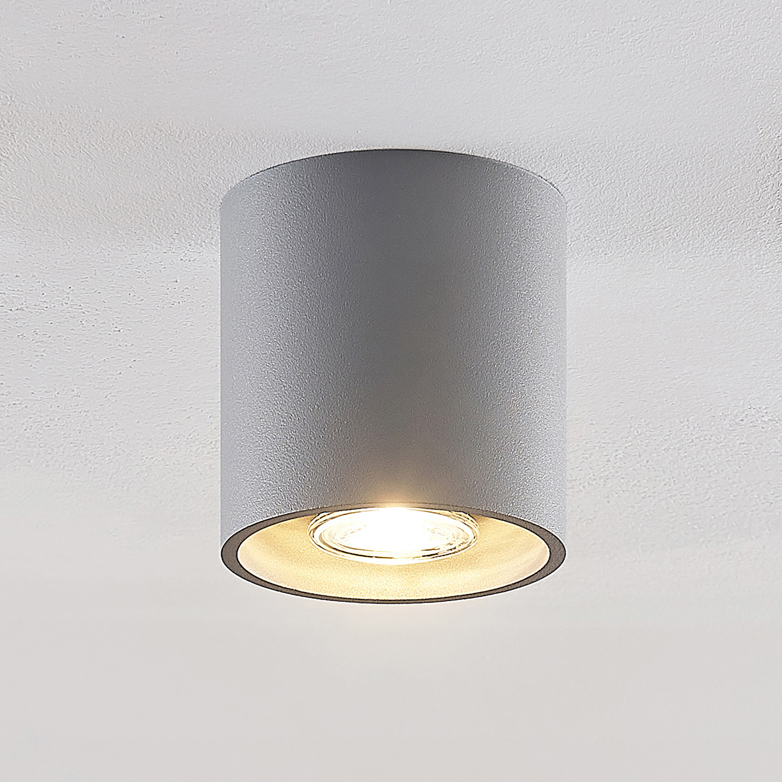 Lindby Parvin aluminium-downlight, rund, grå