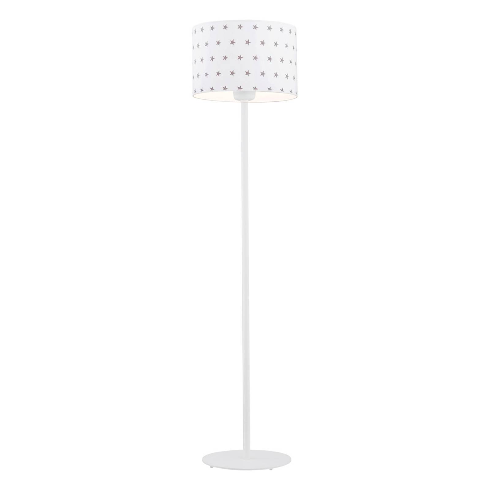 Golvlampa Moa, tygskärm vit/stjärna grå