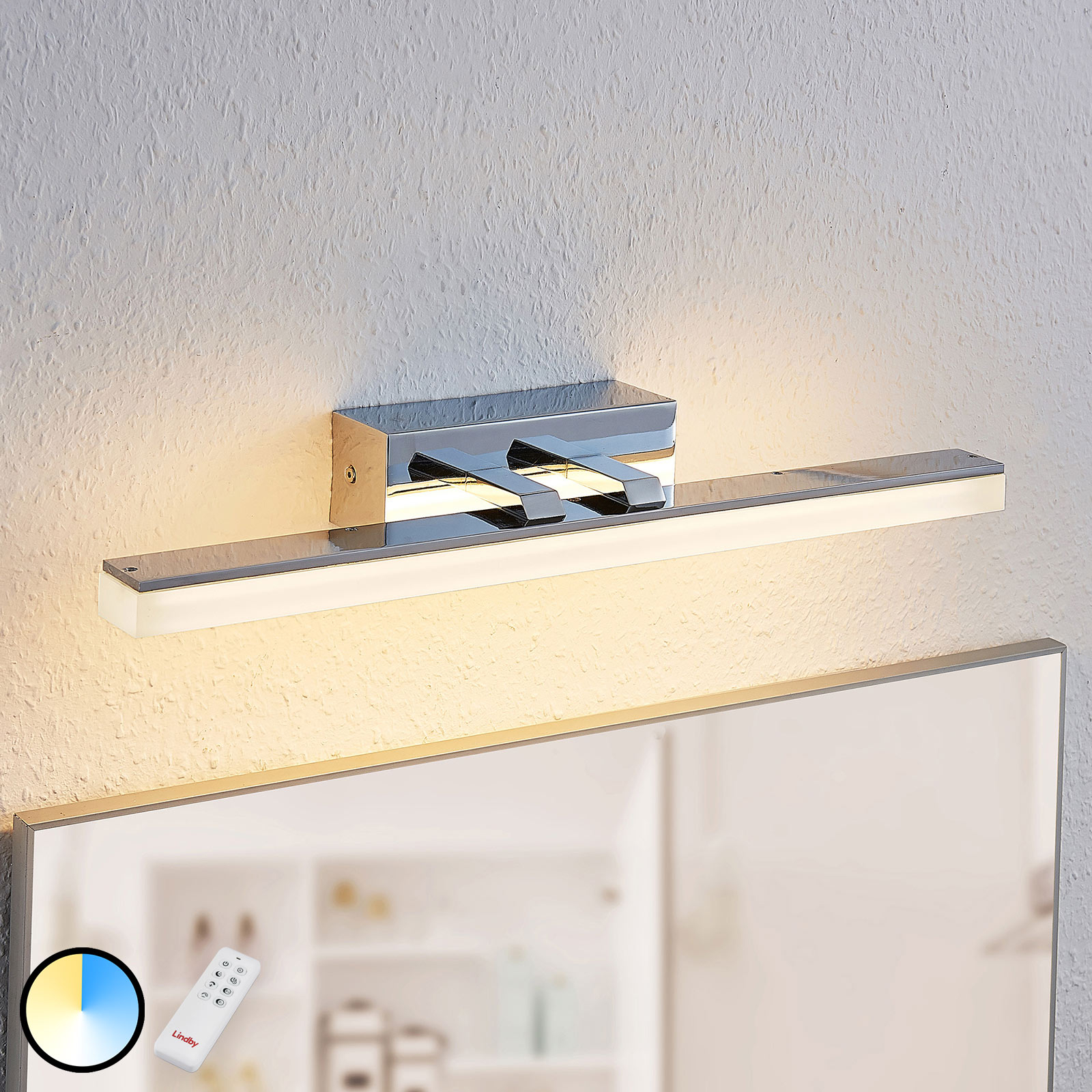 LED-spegellampa Bernie, CCT, IP44, 46 cm