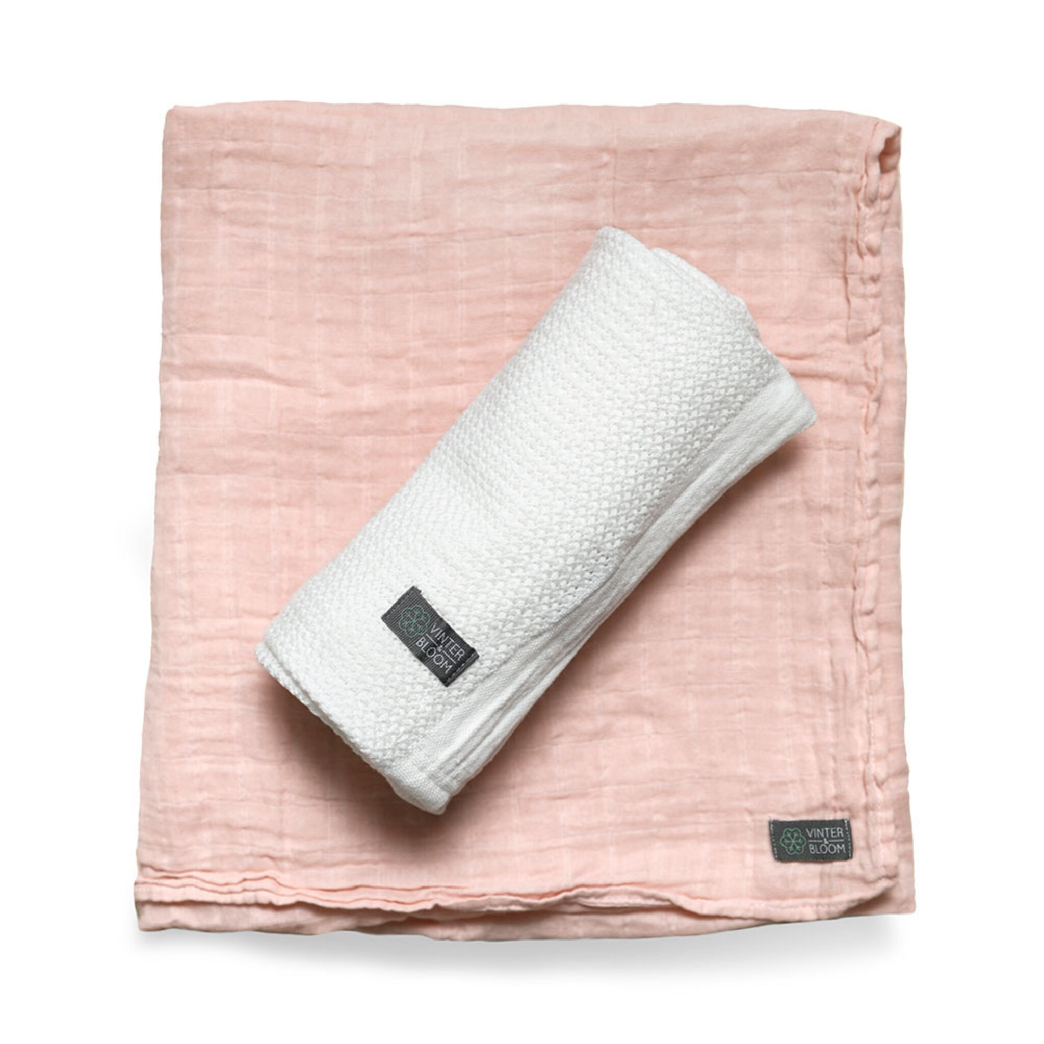 Soft Grid Muslin EKO 2-pack Vit Rosa