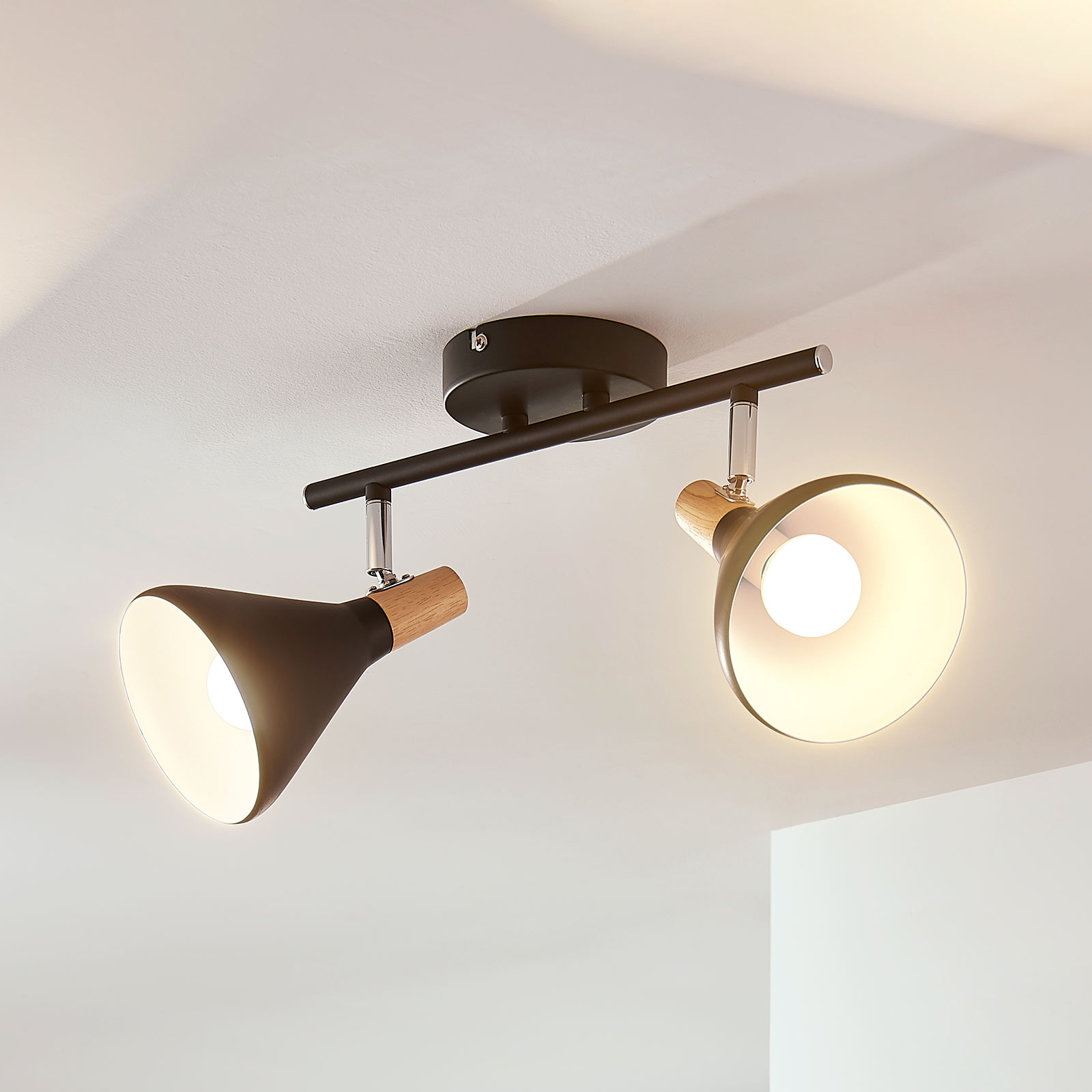 LED-taklampa Arina i svart med 2 ljuskällor