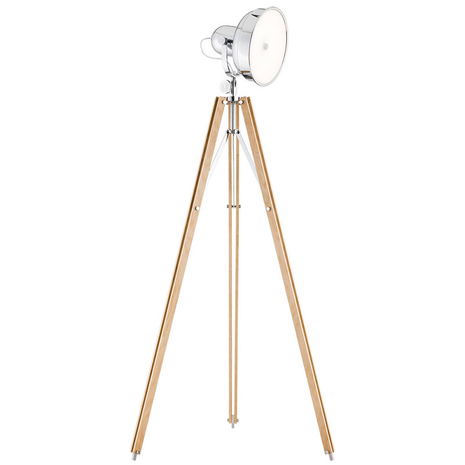 LED-golvlampa Forada, trebent, trä natur/krom