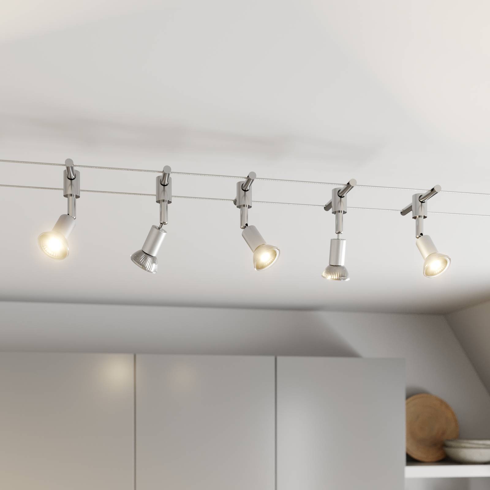 Vajersystem Rope med fem LED-spotlighter