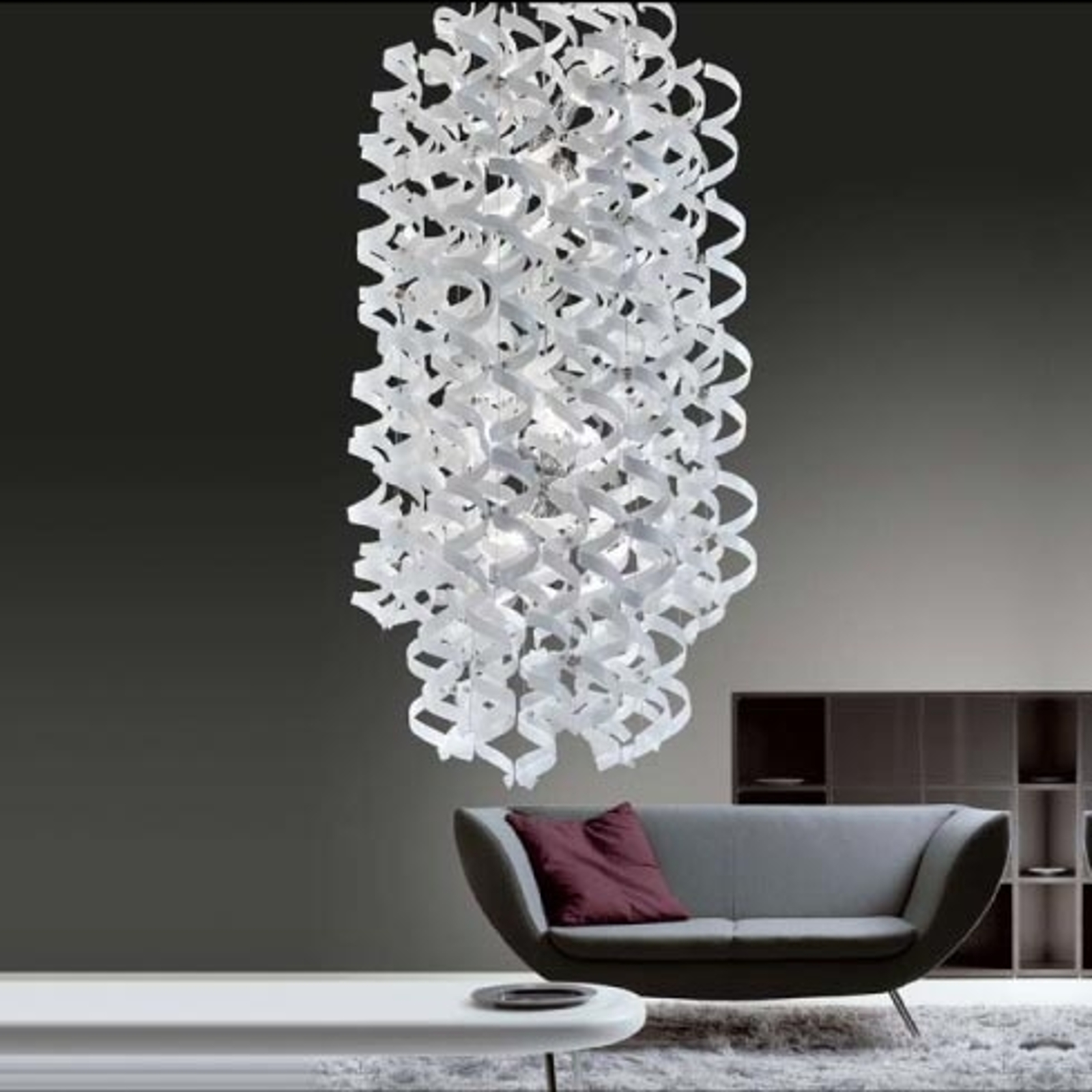 Formfulländad taklampa WHITE lång oval