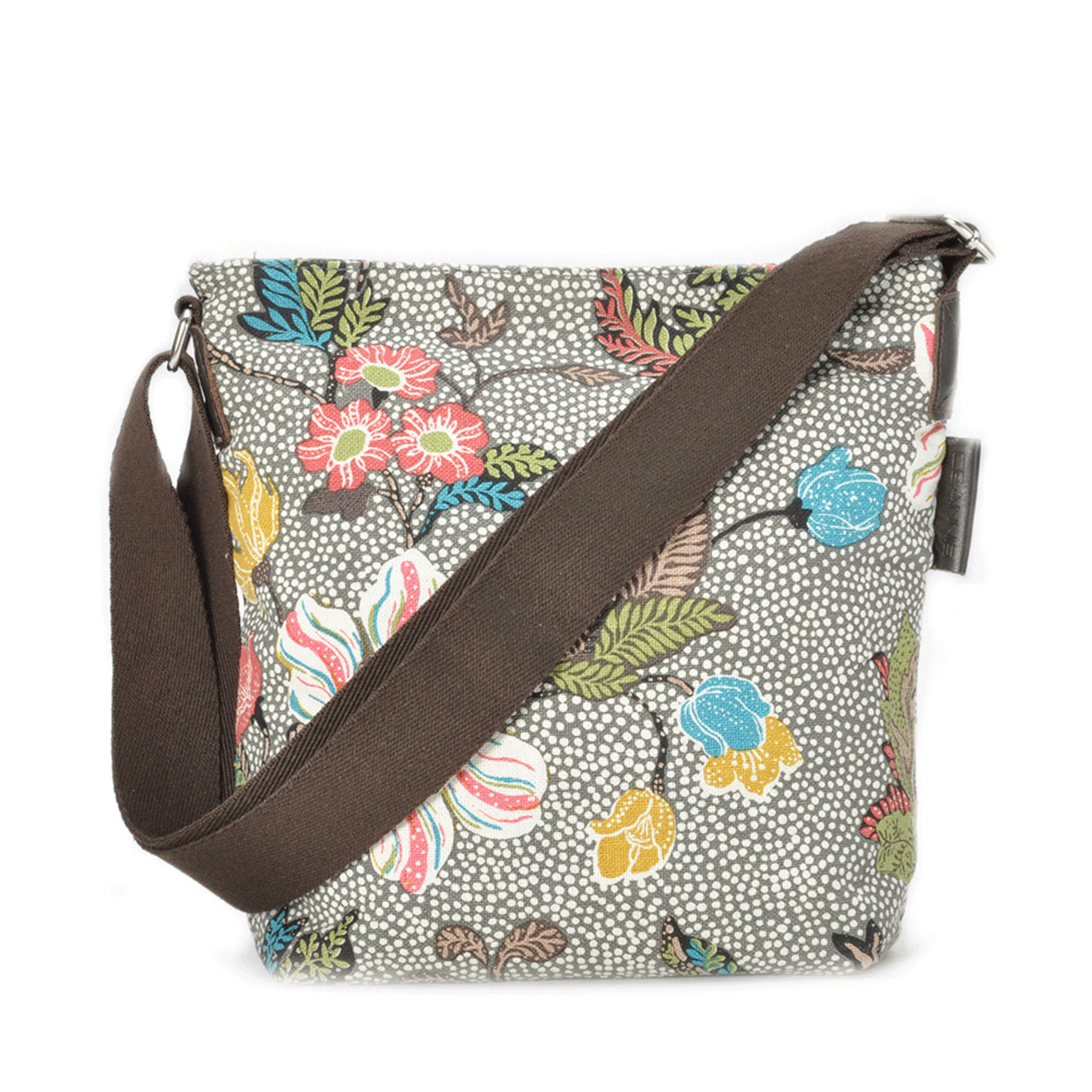 Small Shoulder Bag Grey Flower Linen