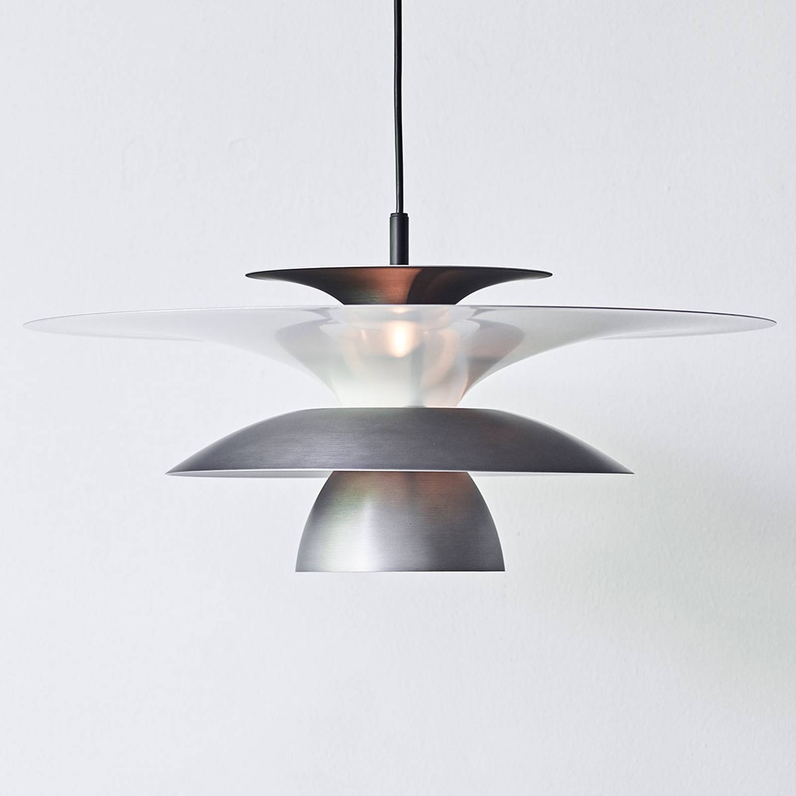 LED-pendellampa Picasso 1 lampa, Ø 38 cm, oxidgrå