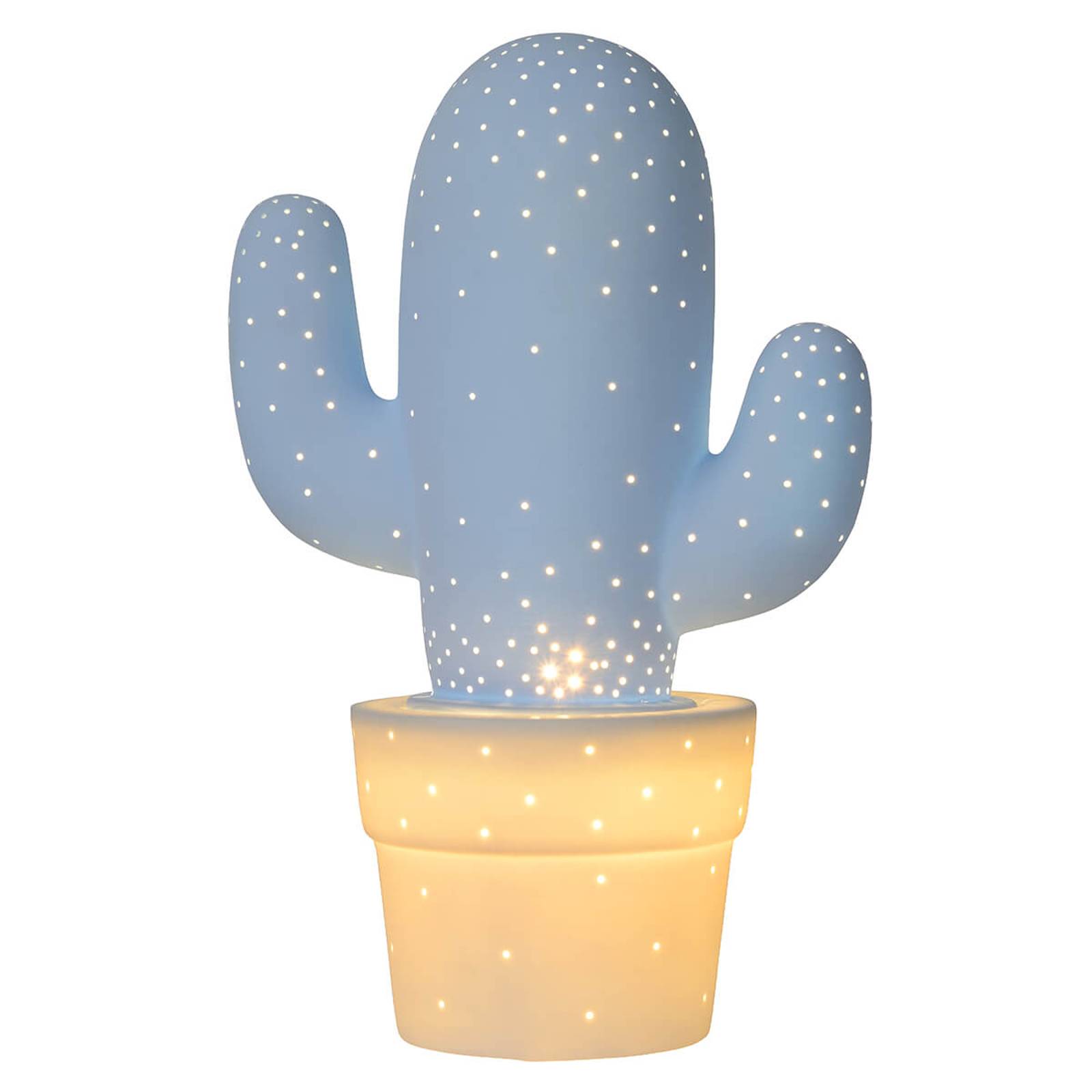 Dekorativ bordslampa Cactus av keramik, blå