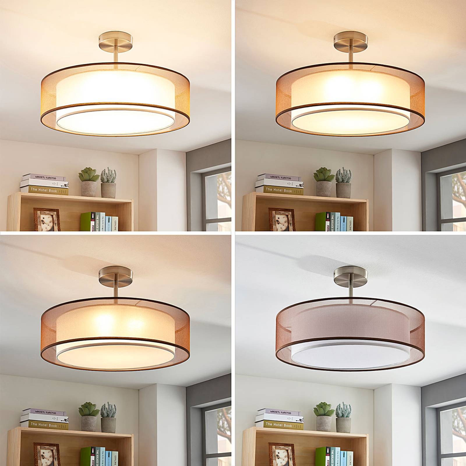 LED-taklampa Pikka, dimbar i 3 steg, brun