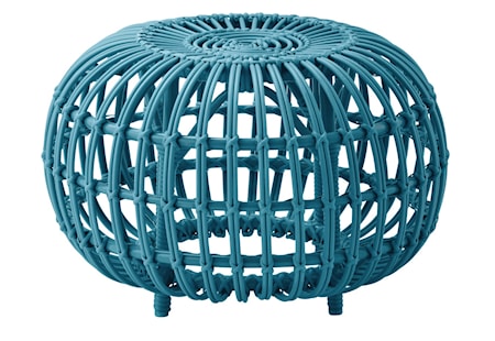 Alu rattan ottoman – Ø65, Blue