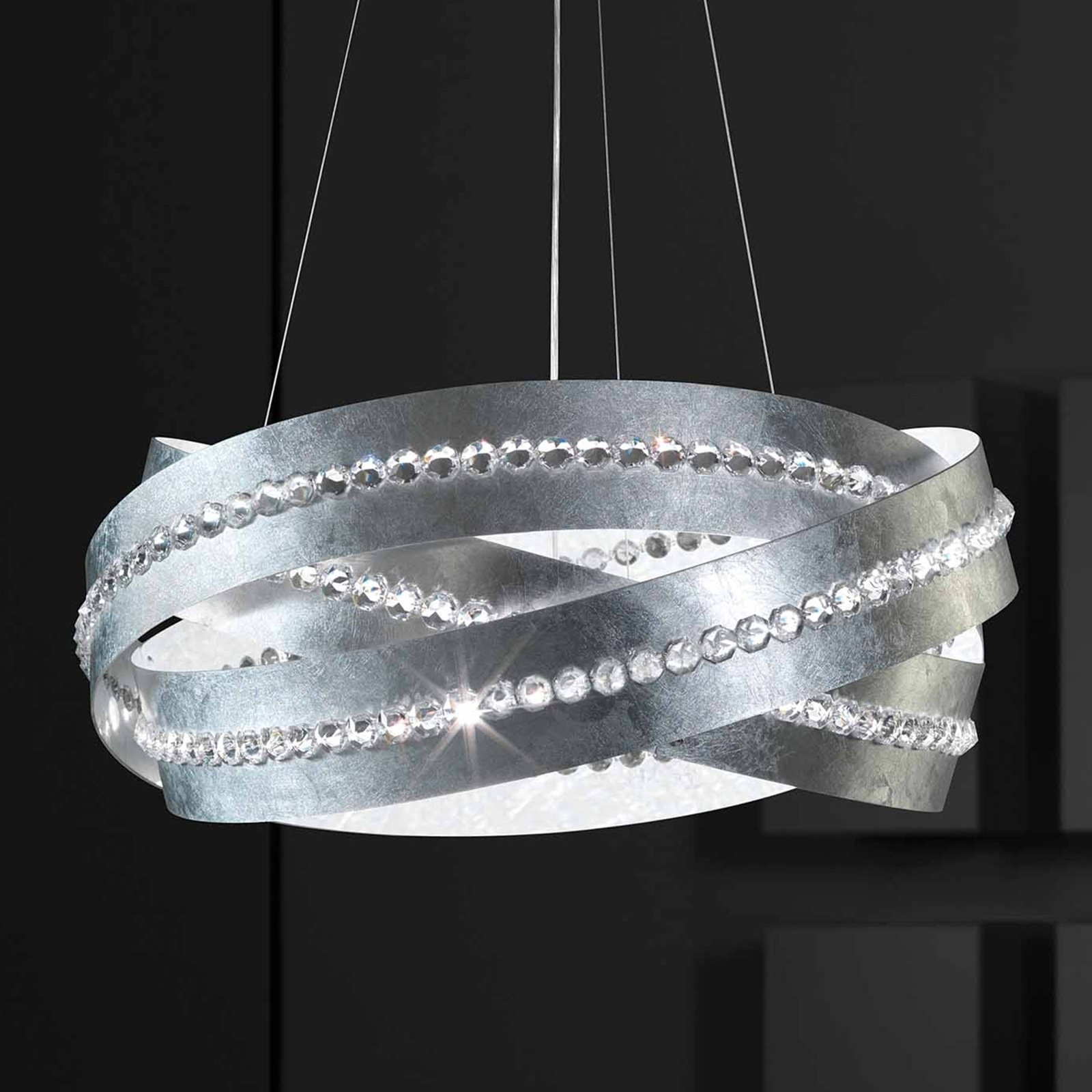 Essentia - hänglampa silver, Spectra-kristall
