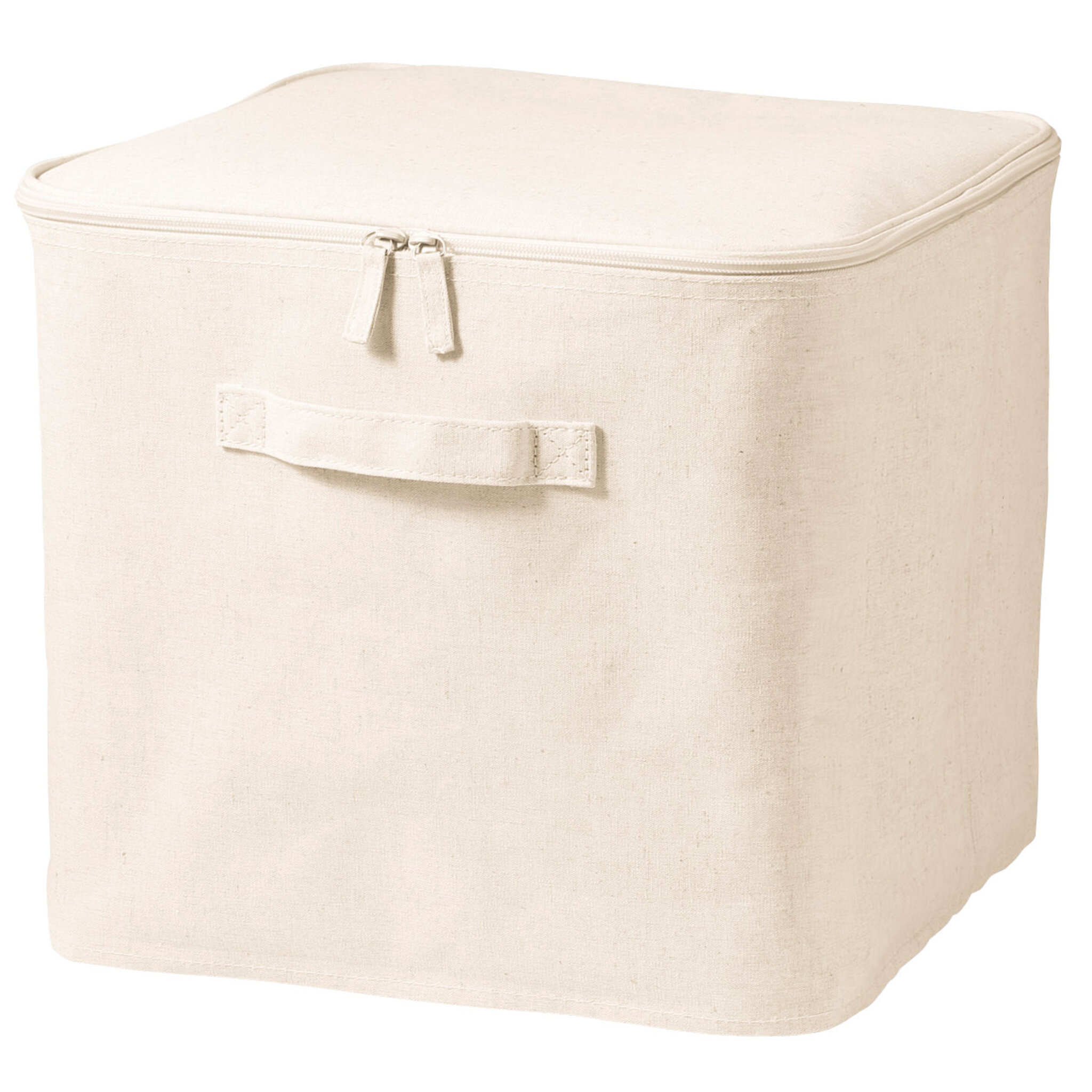Förvaringslåda Med Zip I Bomullslin 35x35x32cm, 35x35x32